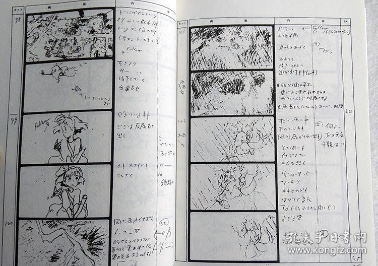 2本,风之谷和魔女宅急便 宫崎骏经典动画手稿全集 共2本 分镜场景