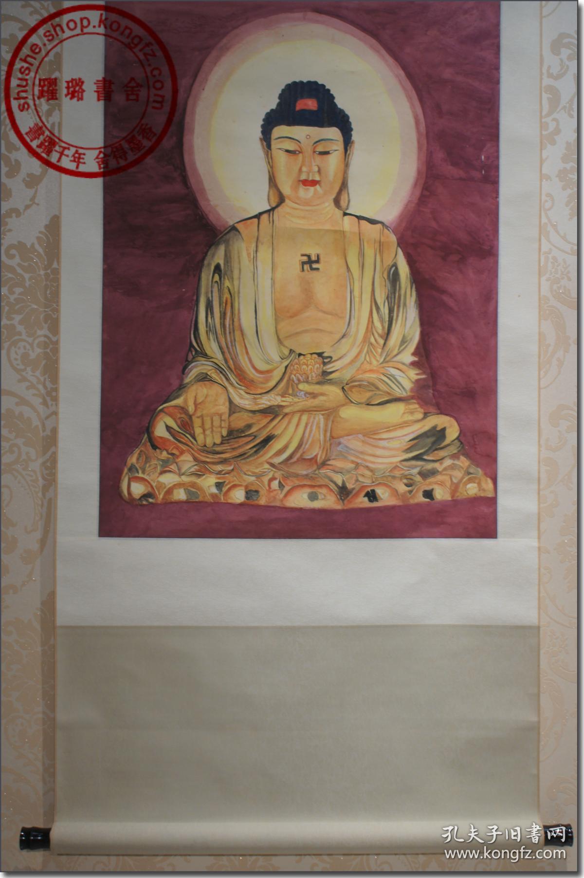 佛祖画像慈祥端庄,神态传神.