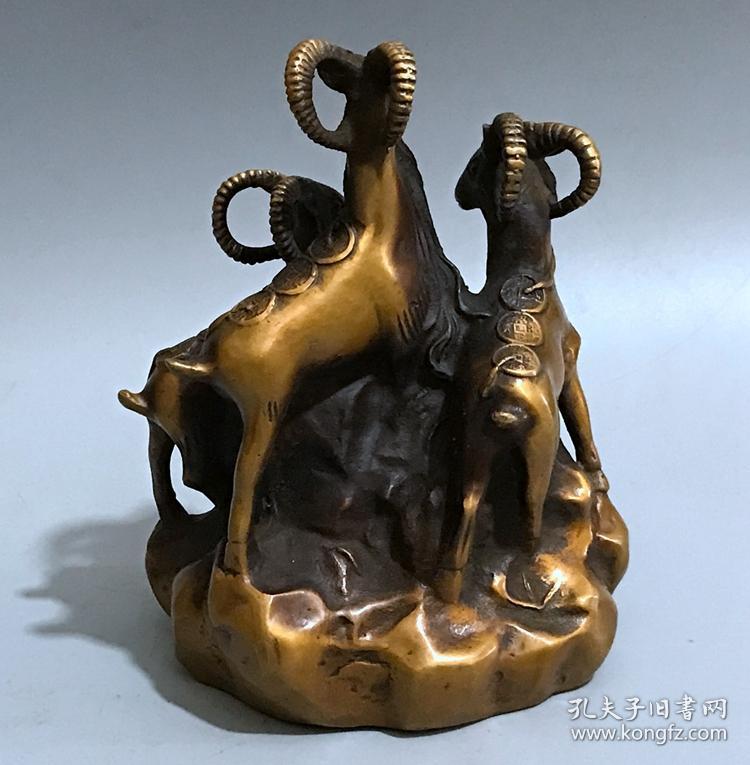 促销中式风水铜器仿古工艺品摆件紫铜黄铜家居装饰品三羊开泰