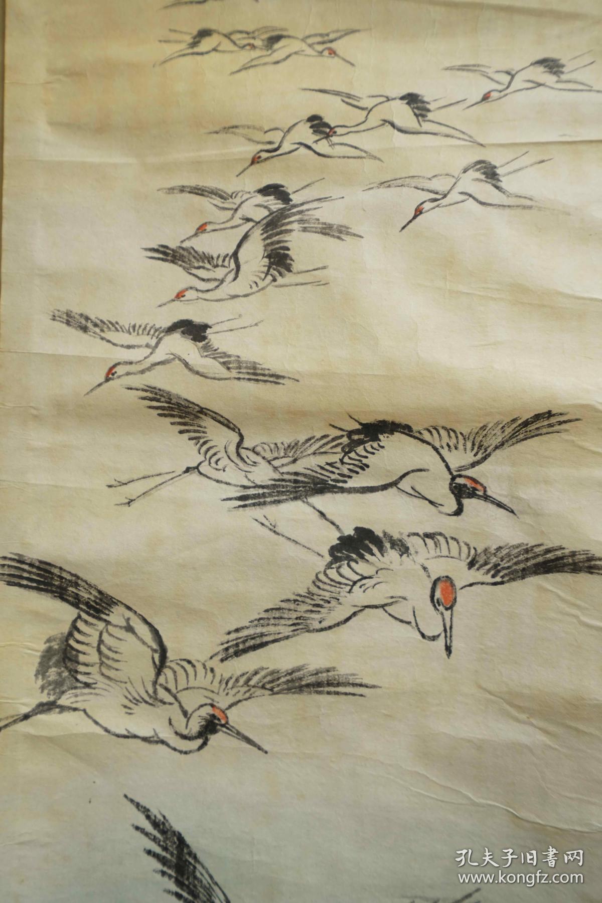 绢本百鹤 仙鹤 水墨画 鸟类 国画 立轴 卷轴 装饰画 礼品
