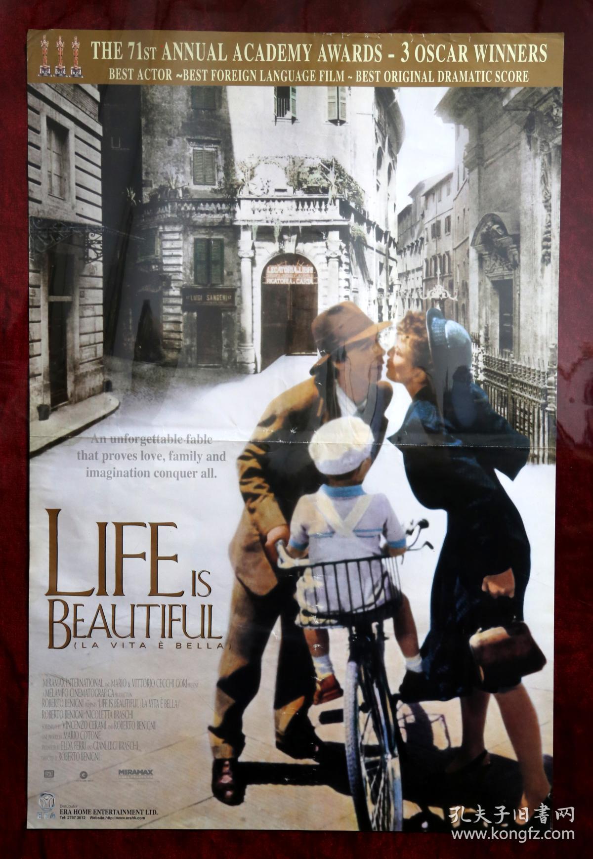 《life is beautiful美丽人生》九十年代电影海报,罗伯托·贝尼尼