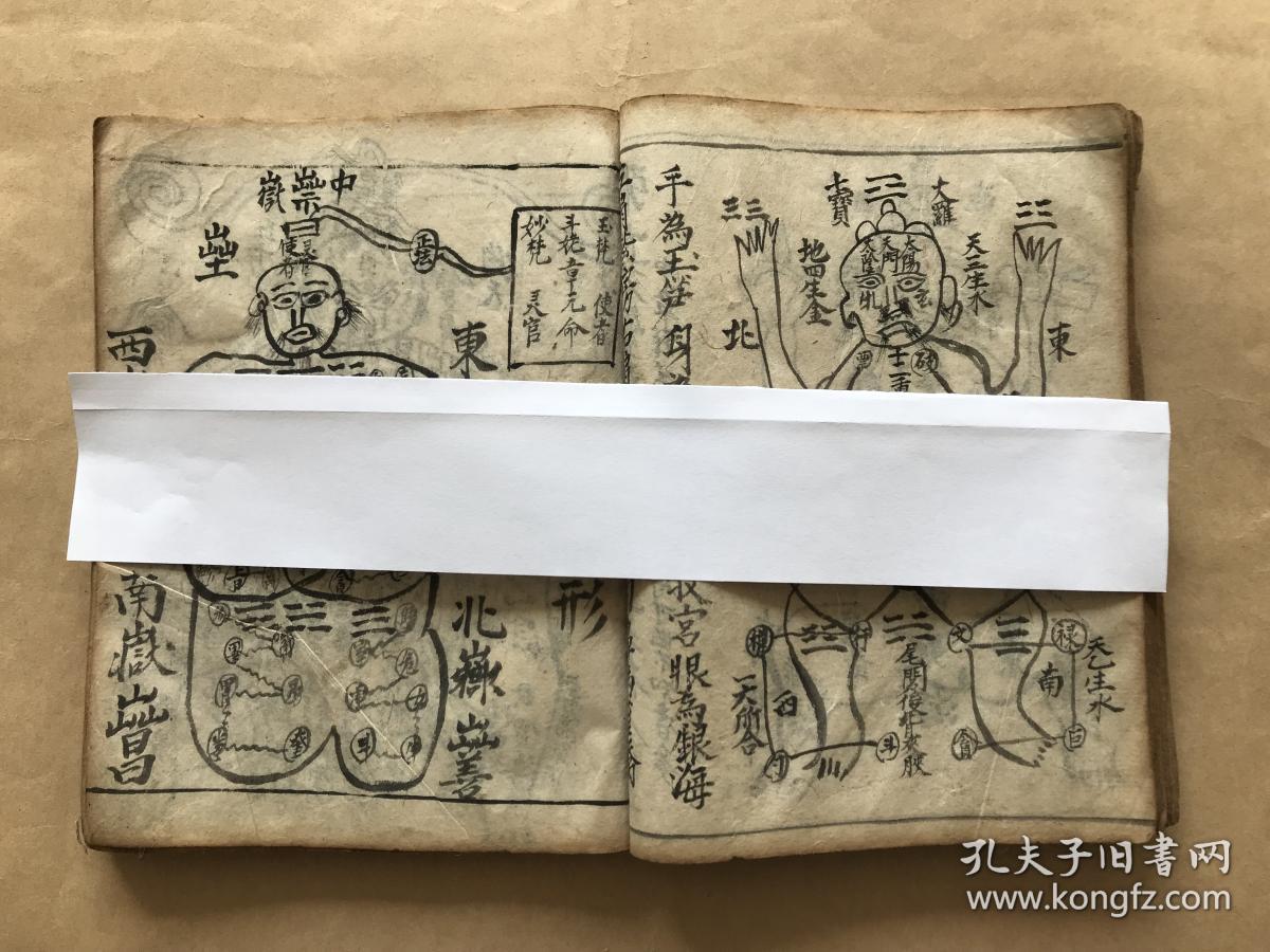 清光绪年道教手抄本一厚册:天机图(正一九莲大斋飞步上天梯,正一上表