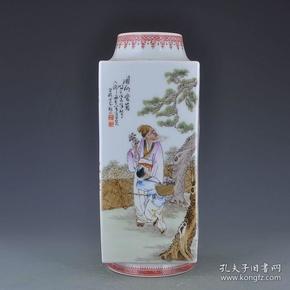民国珠山八友王琦四爱人物纹琮式瓶