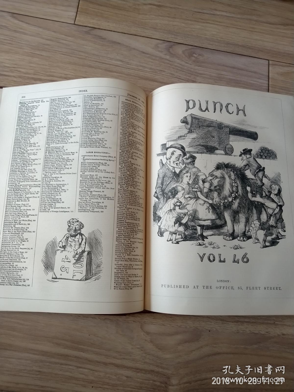 英国punch漫画杂志两年合订本1863-65年,皮脊布面精装