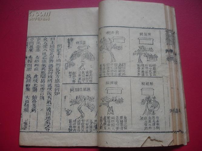 清代{25x15厘米}品相一流,带百多幅图的木刻本《阳宅大成》〈宅谱问答