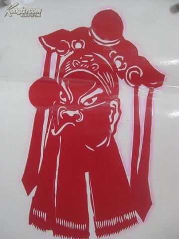 带塑封 戏剧人物 剪纸画一张 25*18厘米