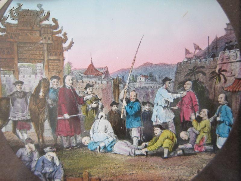 【孔网首现,世界难寻第二】大清光绪年幻灯片一枚《打板子》--伦敦大