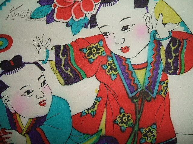 生男孩利器(寓意多子多孙)!上世纪五十年代木版年画