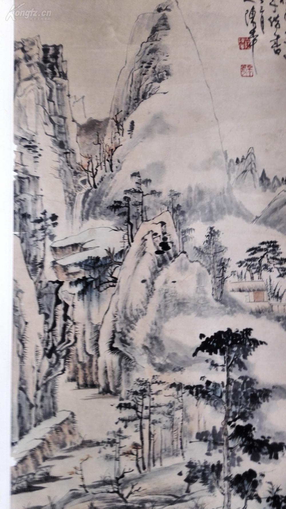 陈半丁(陈年) 山水 国画立轴 (包手绘!老字画!