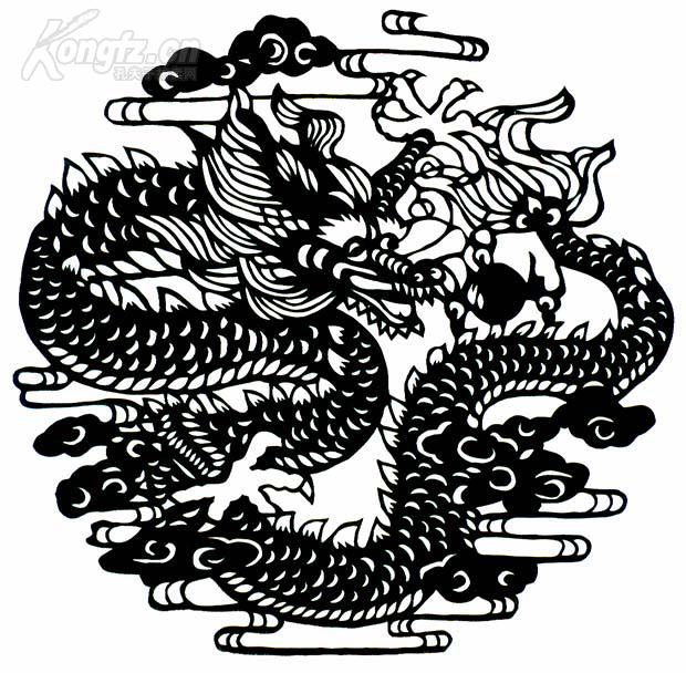 现代剪纸 黑色剪纸 手工剪纸 老剪纸 中国剪纸 中国龙