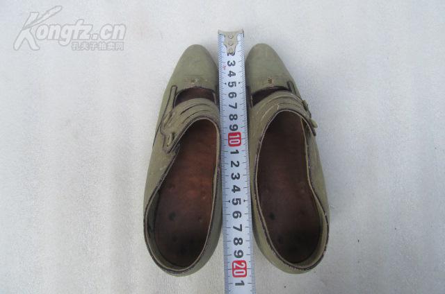 民国少妇三寸金莲真皮皮鞋一双16072021o