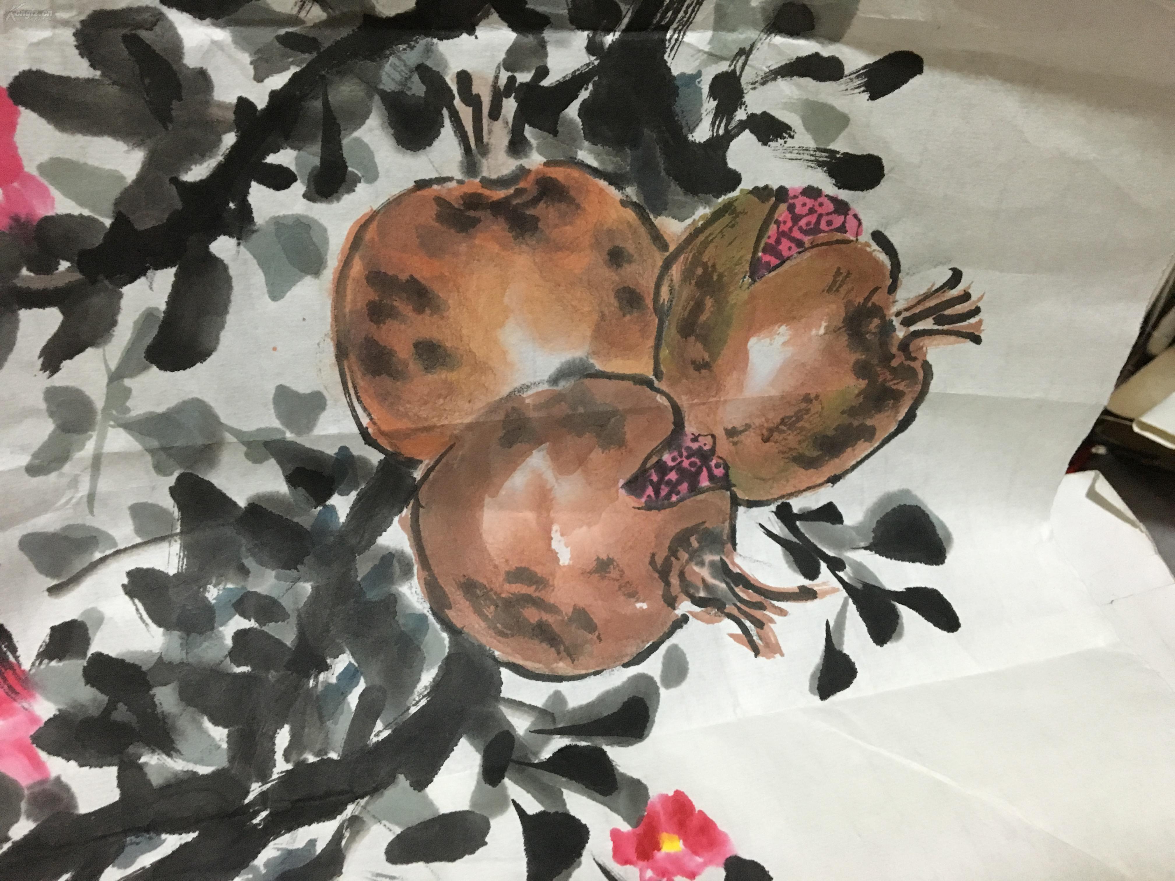 无款水墨画石榴