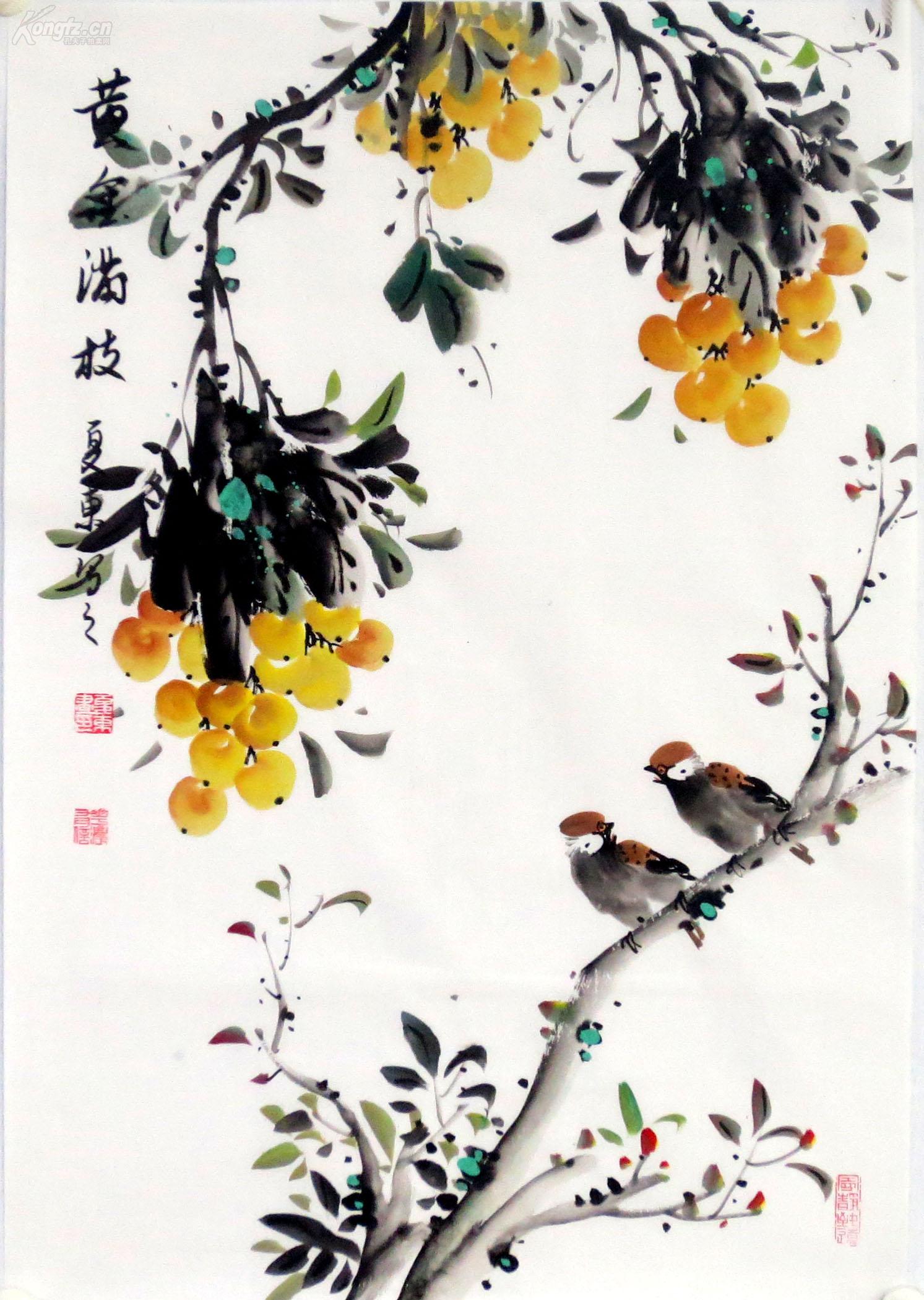 〔 国画 写意人物,山水,花鸟,书法,精品 真迹 字画〕写意花鸟 四尺三