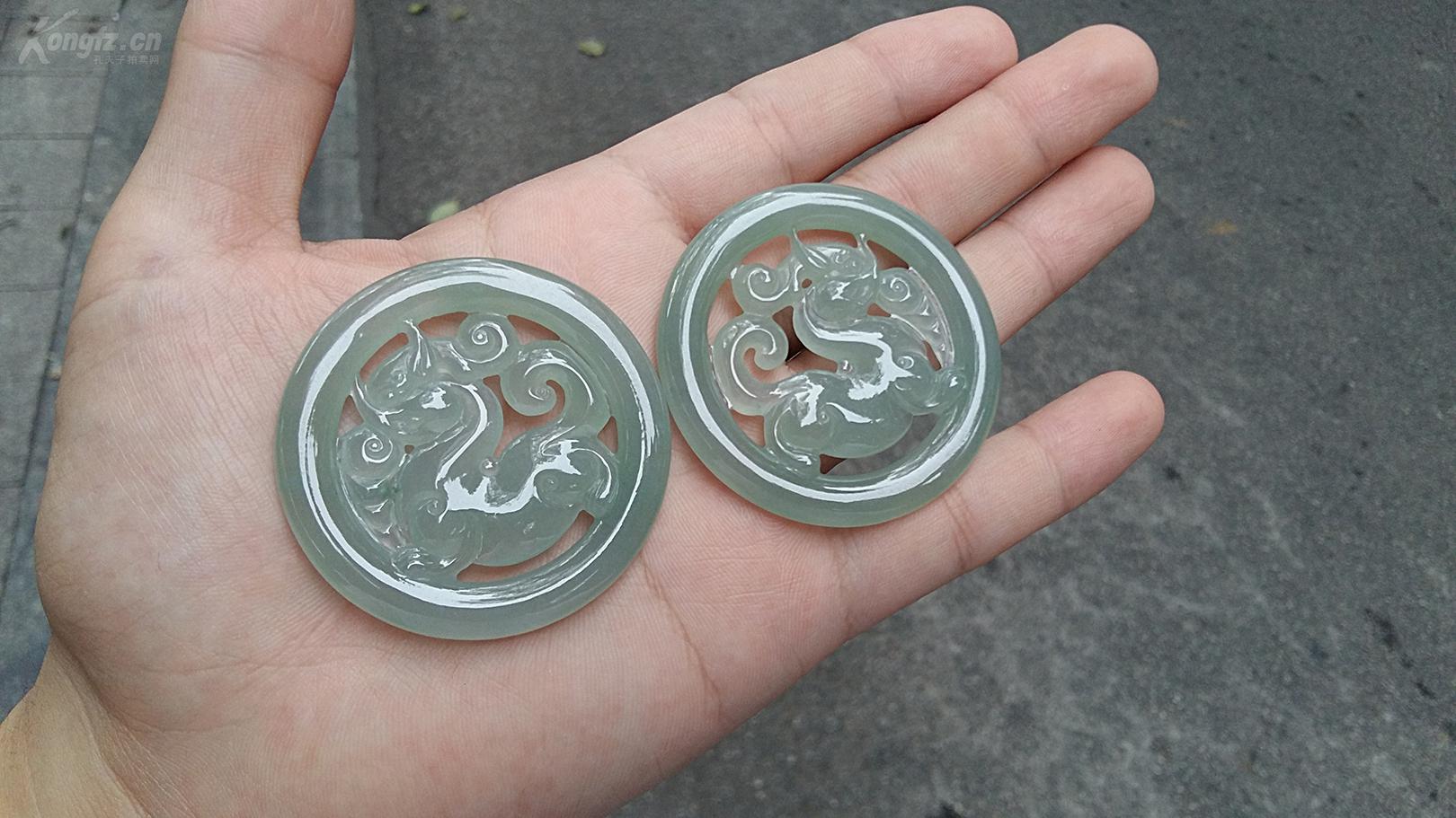 *珍品*终身保真*纯天然a货翡翠冰种晴水绿21克正妆貔貅对牌*玉质极
