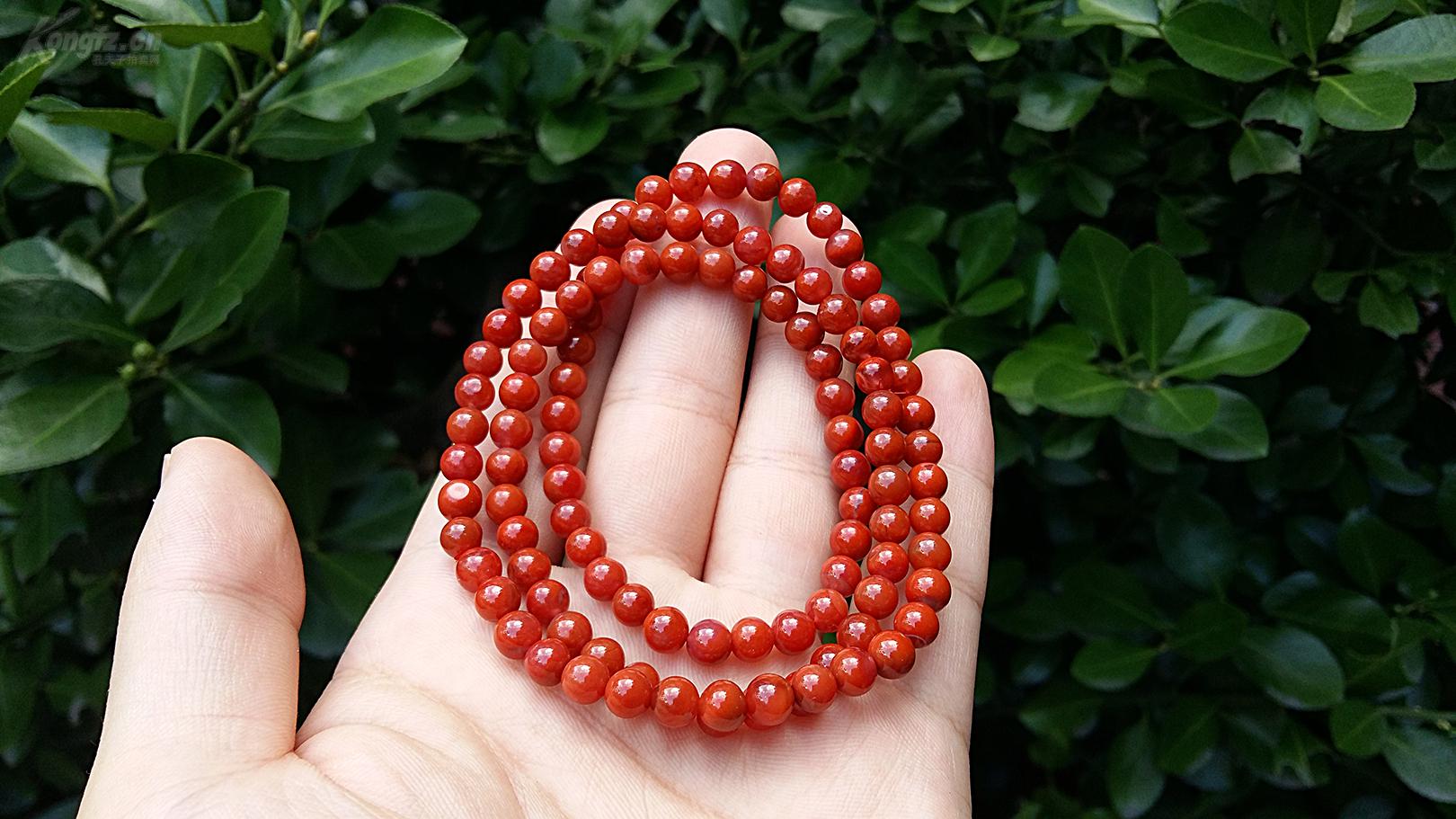 *珍品*终身保真*珍品级凉山南红玛瑙满肉6mm108颗手链*精挑细选锦红满