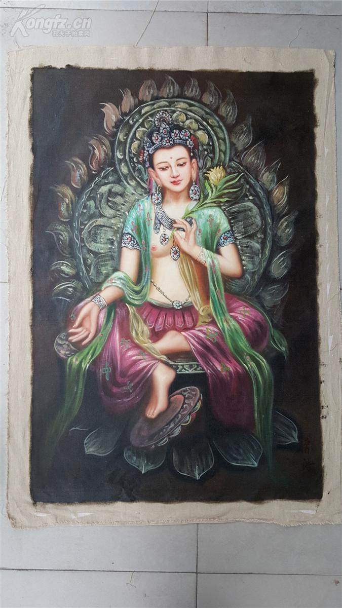 老油画 曾浩油画名作《绿度母》 纯棉帆布画布 纯手绘有款式品如图