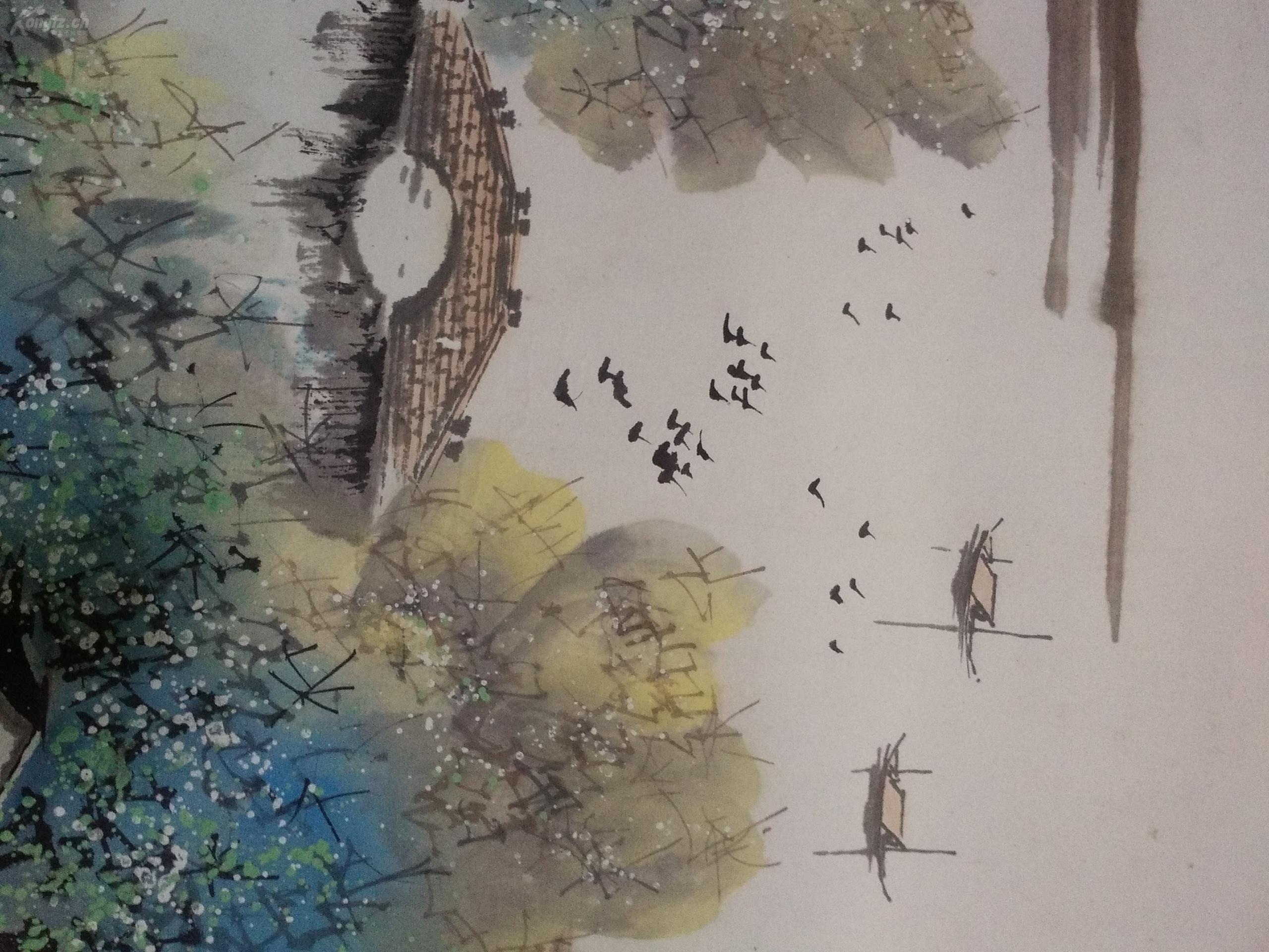 (包真拍卖)河南山水画名家 王少忠,字:沐人 精品水乡山水画一幅 画心