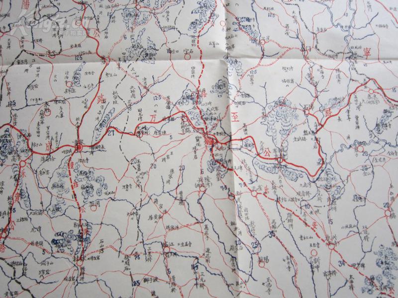 孔网首现-罕见五十年代老地图1开本《乐至县行政区划图》图片
