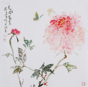 【阳瑞萍】:阳瑞萍(字:天语,号:雨韵堂),实力花鸟画家,没骨写意,花鸟
