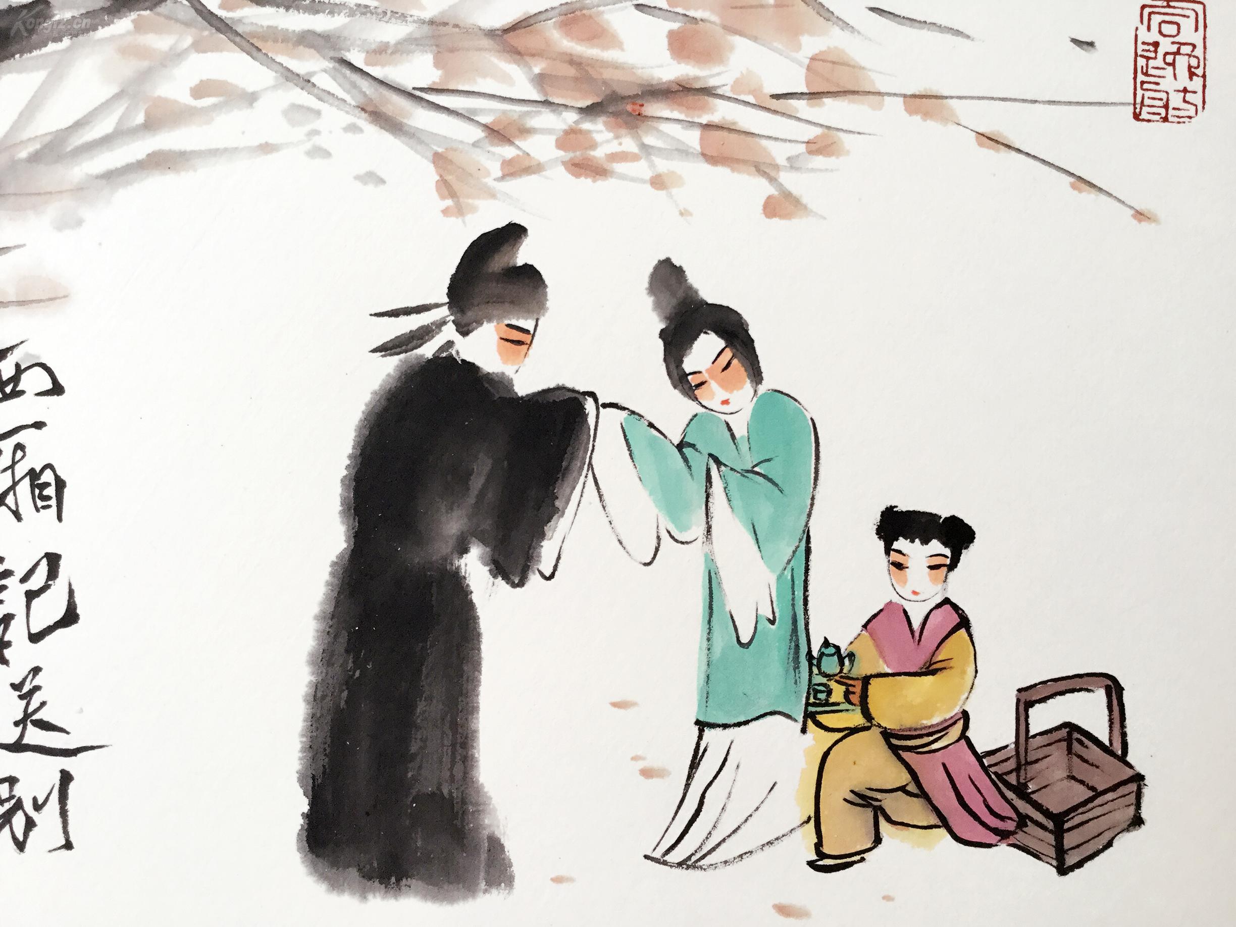 戏曲人物《西厢记》之六送别 李英杰作品书画真迹图片