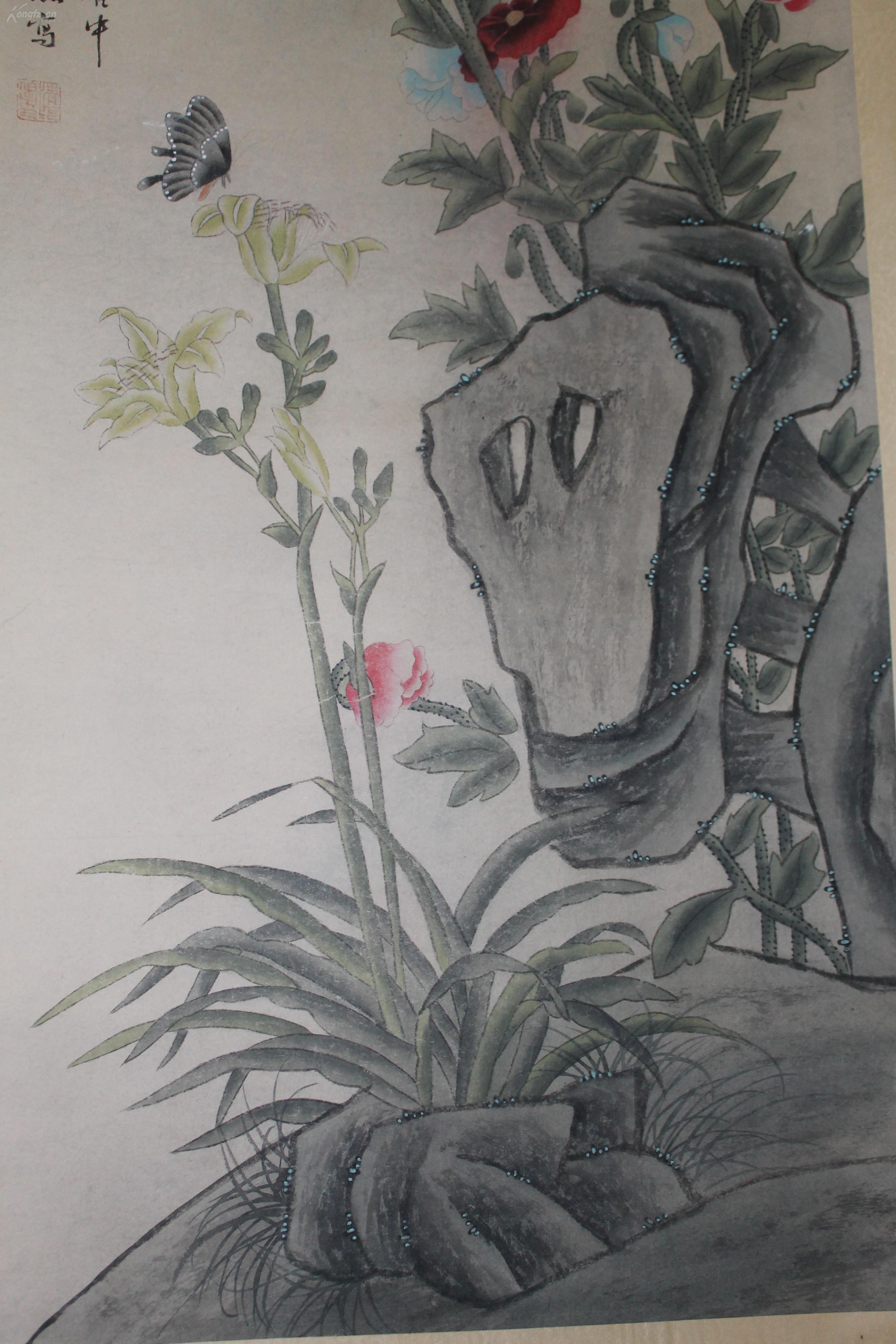 保手绘 清代著名书画家 -- 张熊 --工笔画 碟恋花 拍品编号:28059211