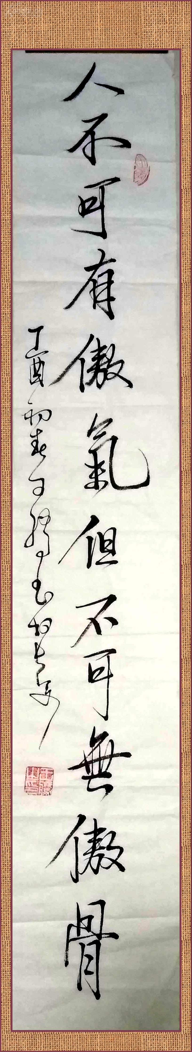陕西书法家王腾老师精品行书《人不可有傲气但不可无傲骨》.