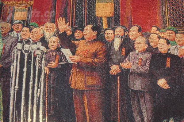 保真丝织品一大件-1949年开国大典;东方红丝织厂敬赠