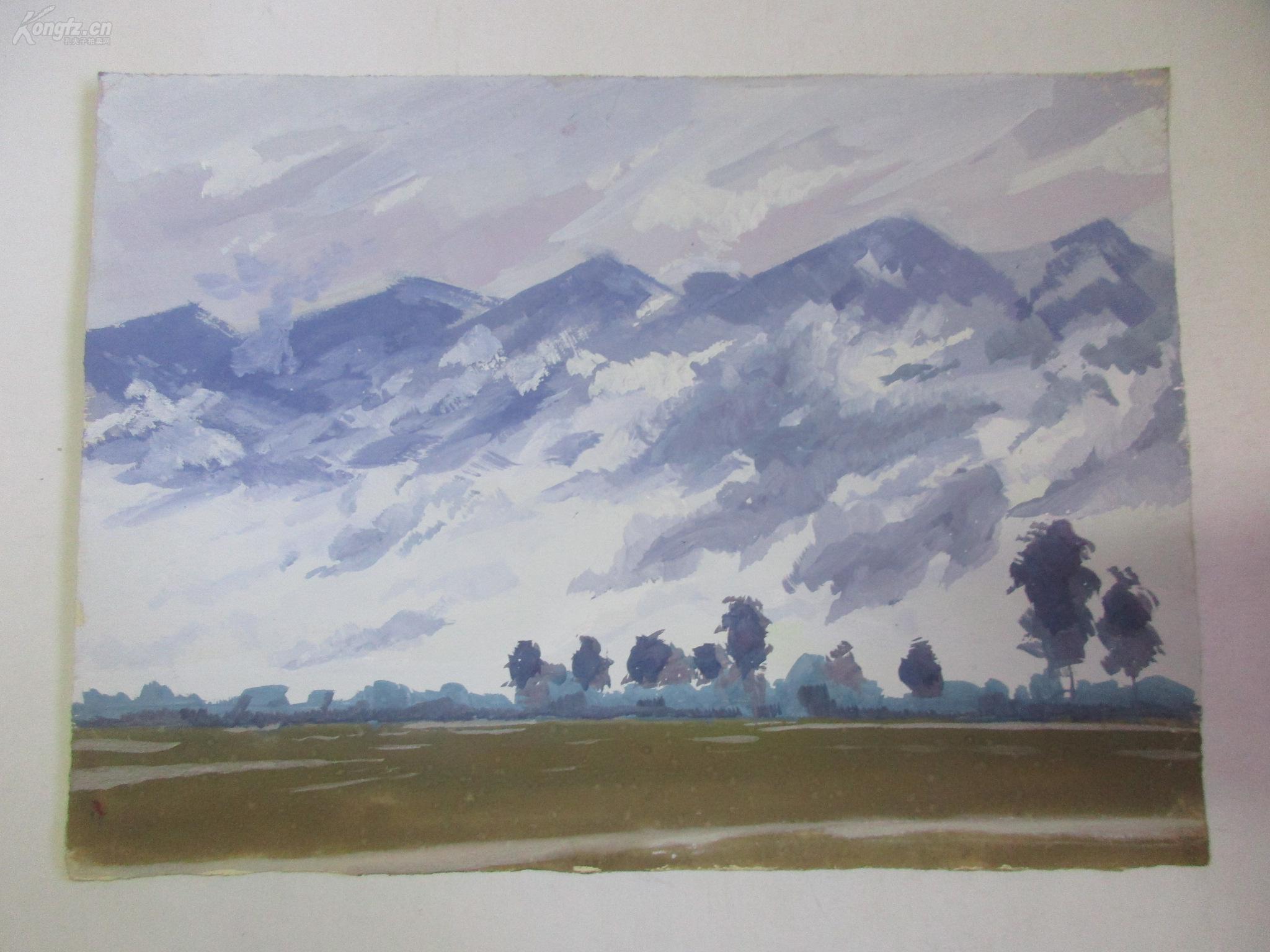 1977年 风景水粉画一幅 无款 27*19厘米