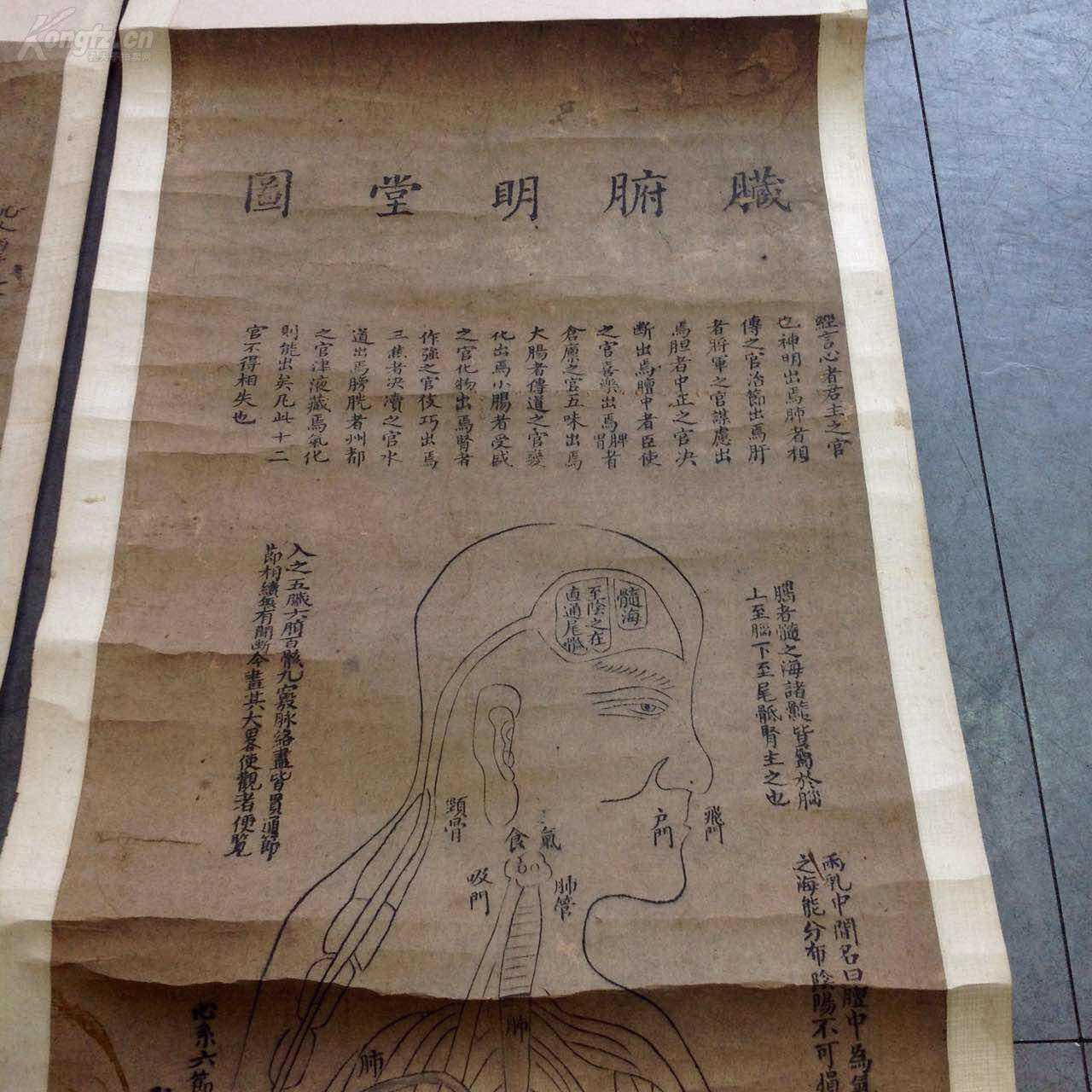 道光刻版 原装旧裱—脏腑明堂图·正人明堂图·伏人明堂图·侧人明堂