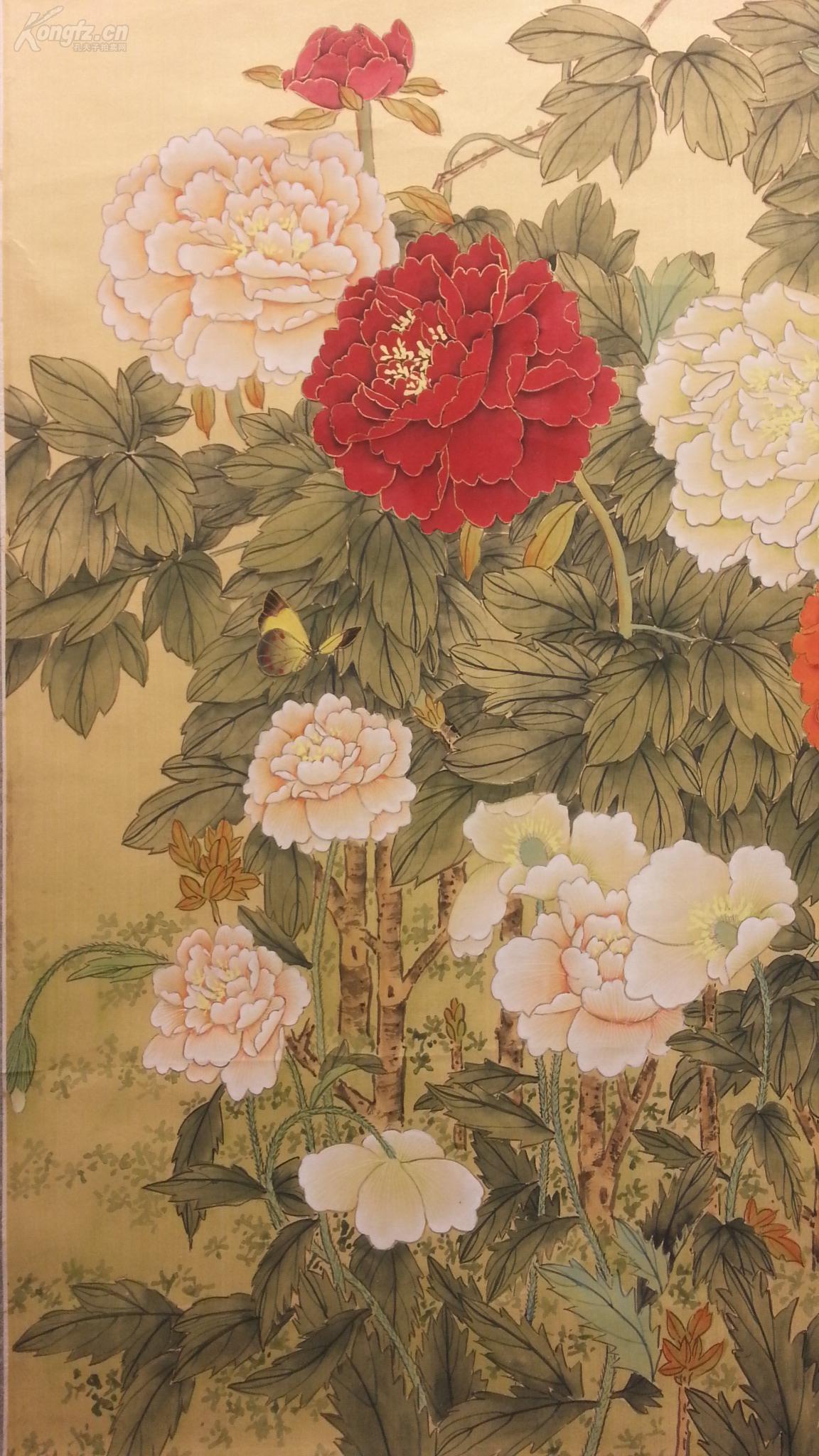 10149 (转店铺)绢本名家(佚名)手绘《紫藤相思》工笔花鸟