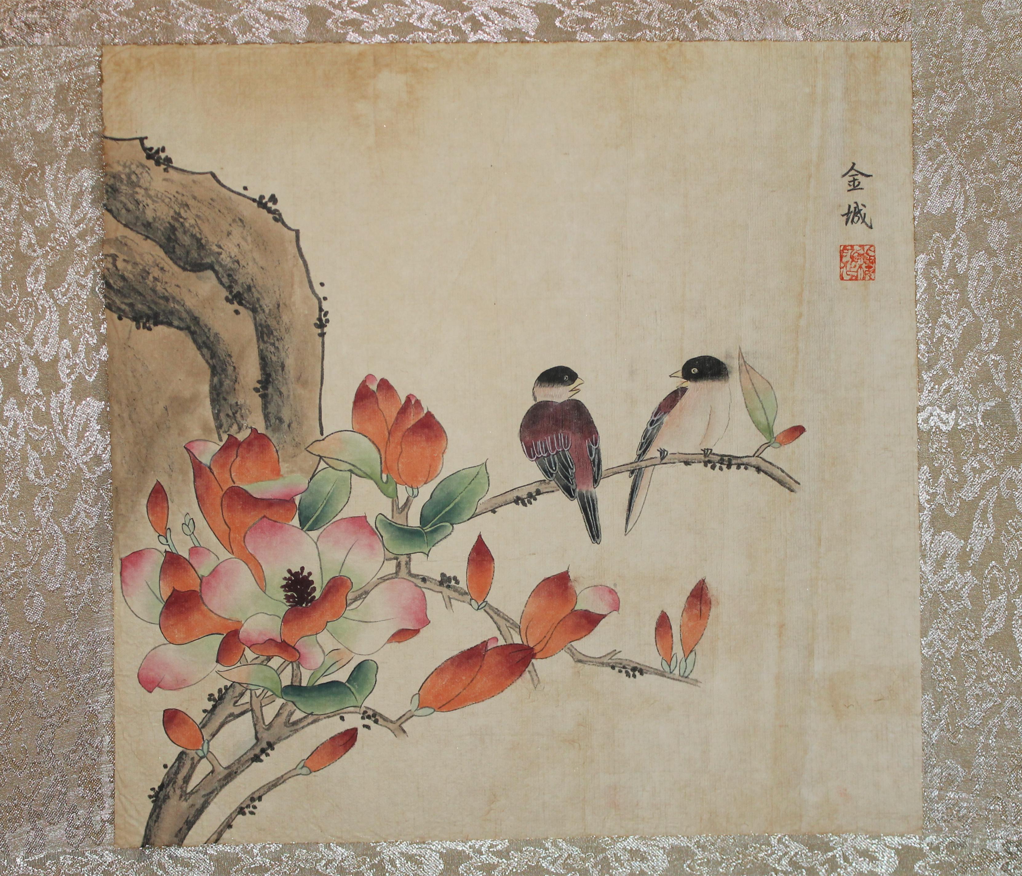 中国近现代画 原中国画学研究会会长【金城】 镜心 花鸟