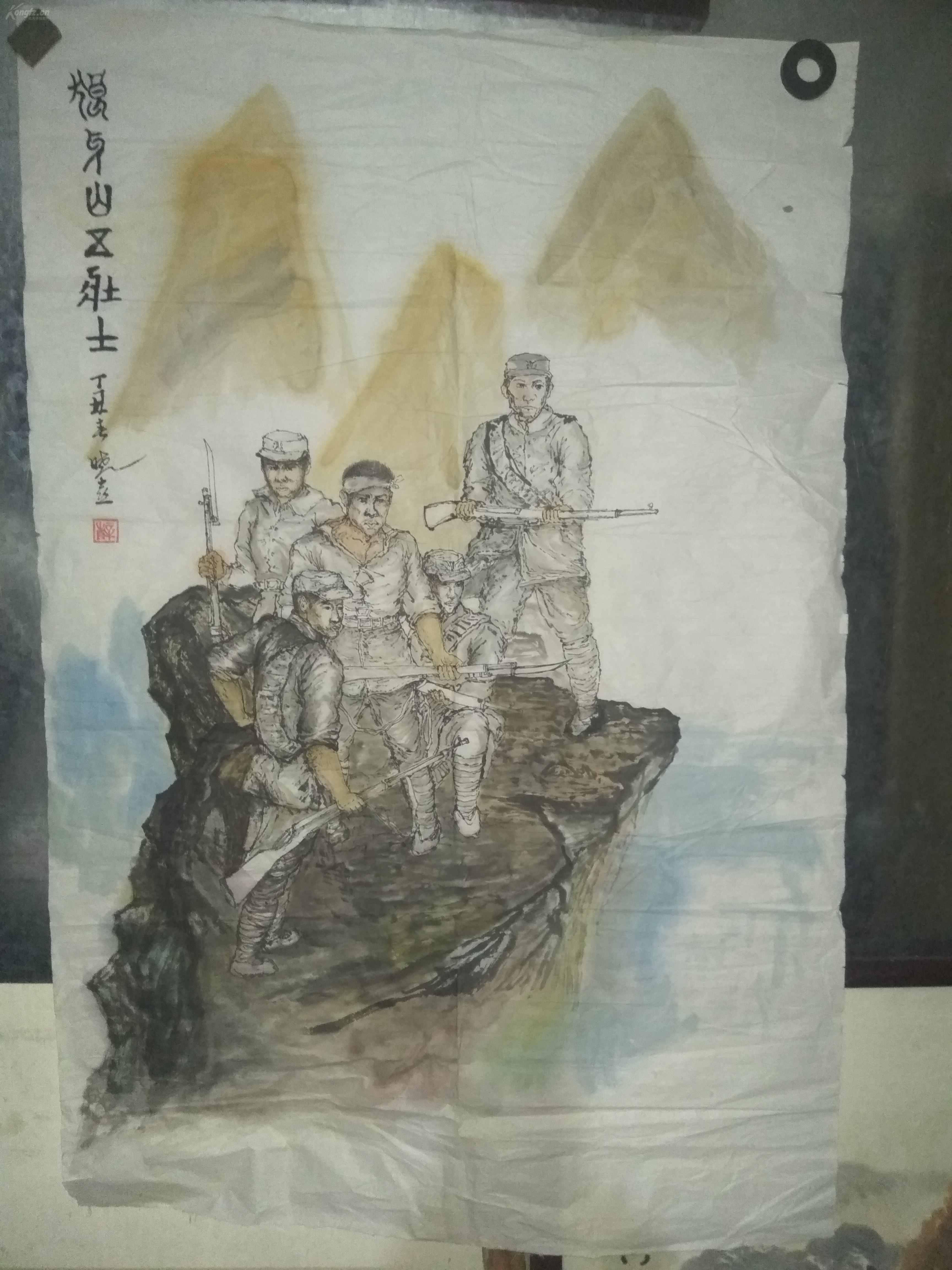 少见革命题材 狼牙山五壮士 山西名家薛晓喜十几年前在陕西省国画院