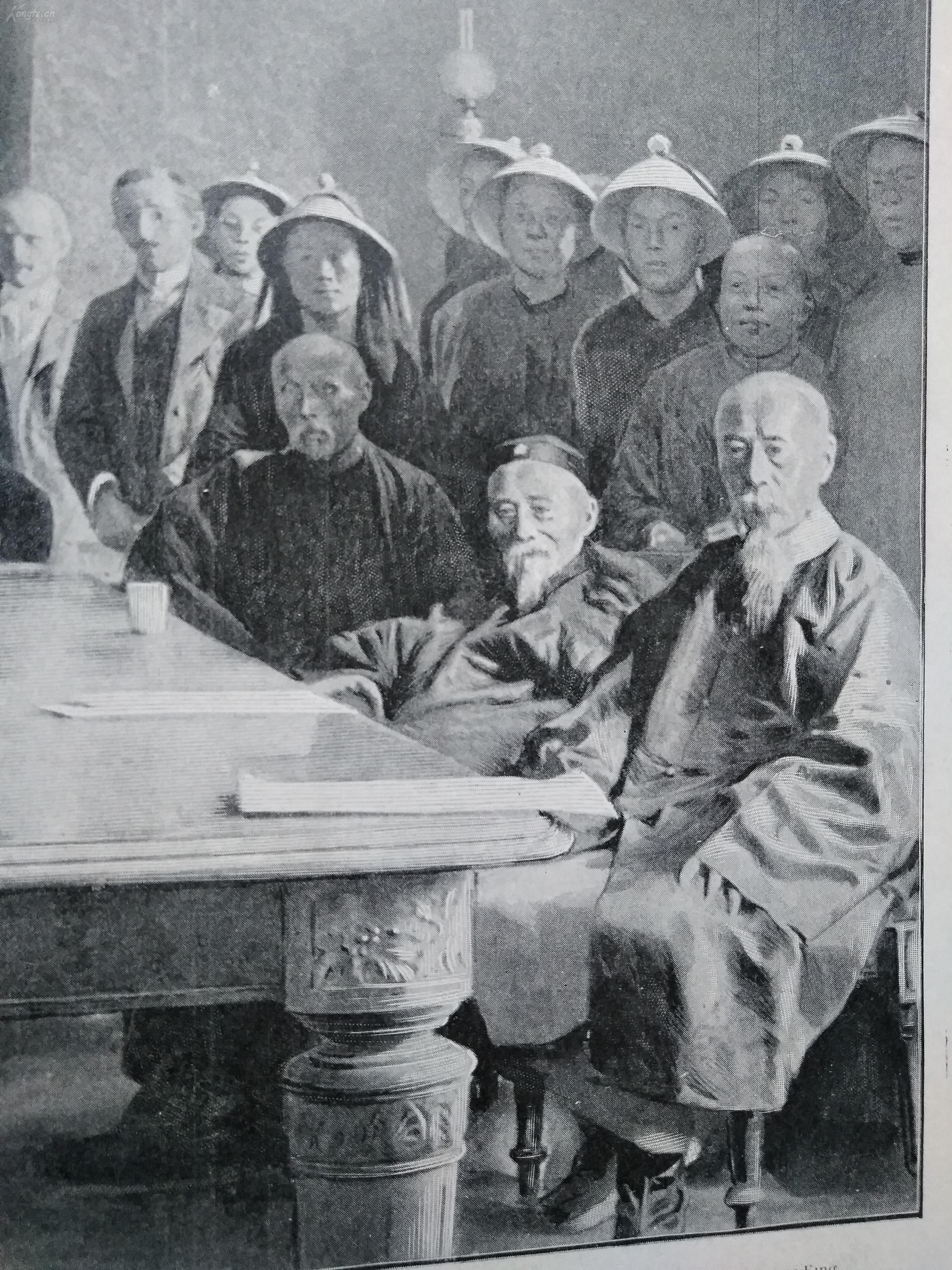 illustration1901年八国联军攻占北京城后签订丧权辱国的辛丑条约现场