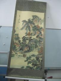装裱立轴印刷 清代画家 袁江 作 夏山行旅 国画一幅 中心尺寸119/60