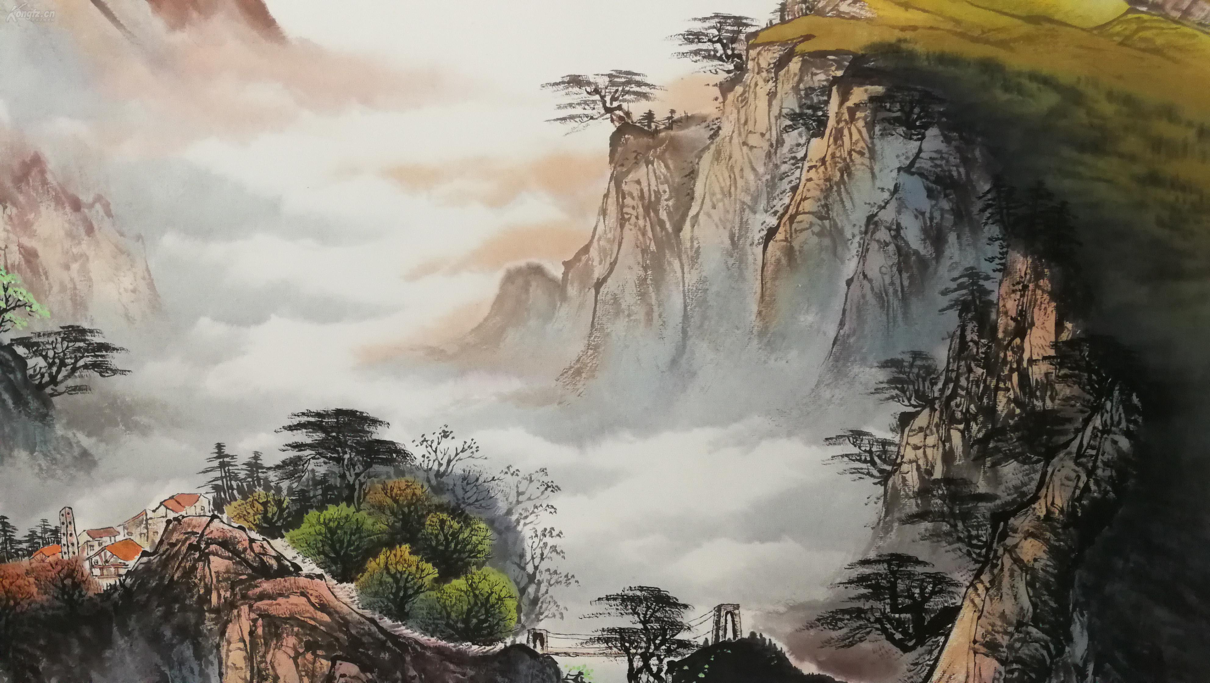 20平方尺巨制 当代著名青年画家 曾刚 山水真迹 画芯