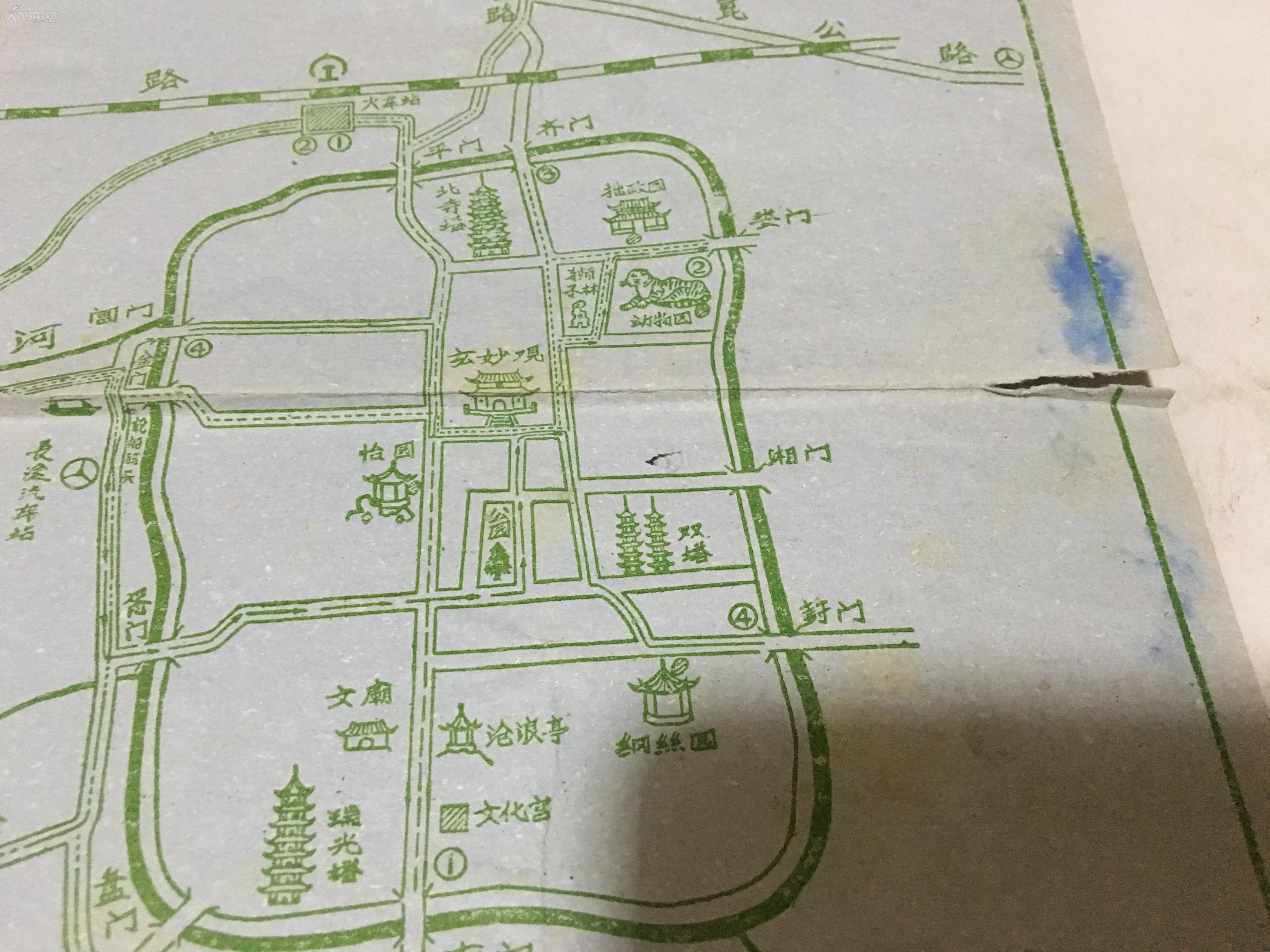 五六十年代 苏州园林名胜导游图
