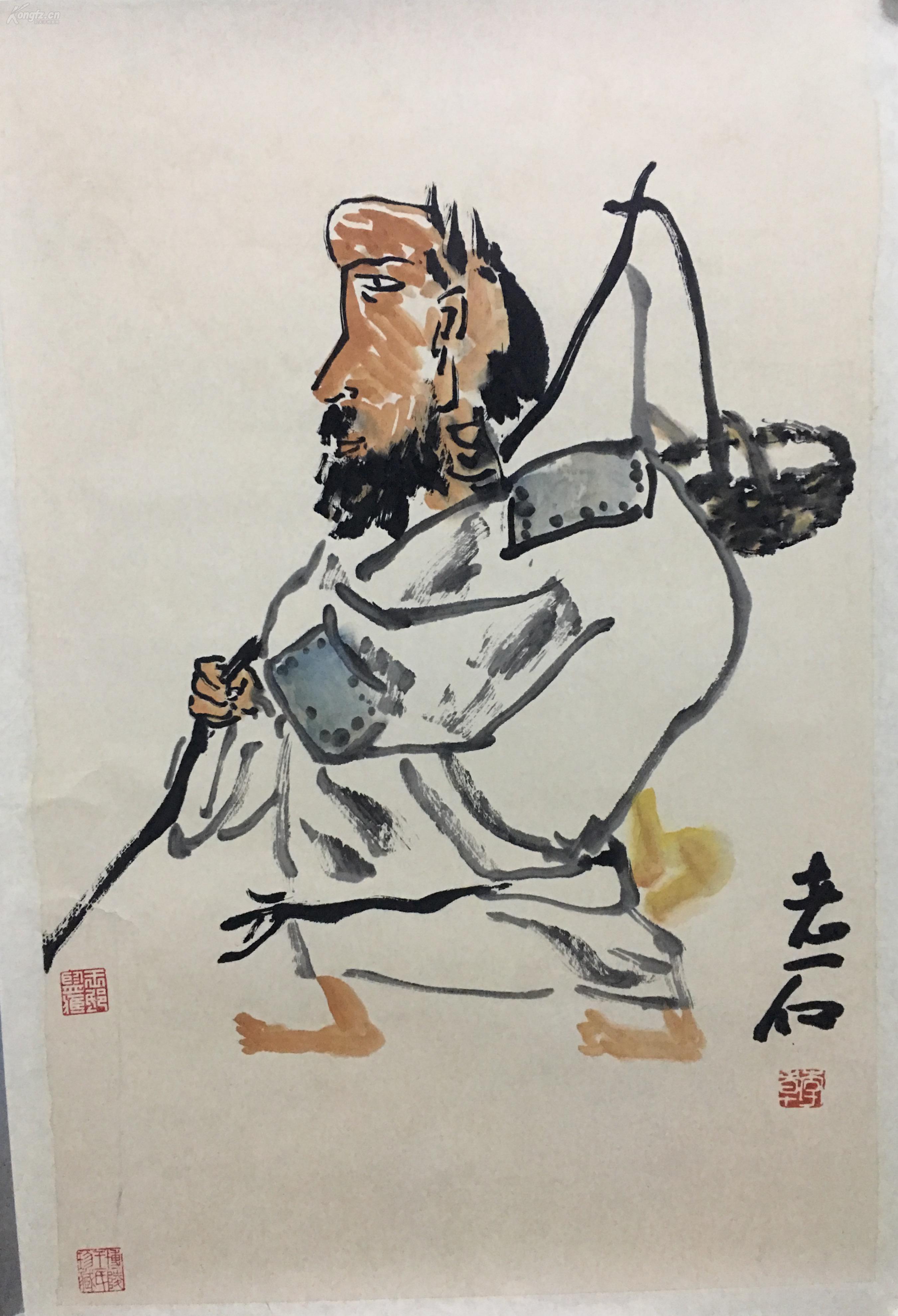 李老十人物.省诗词学会会长收藏作品流出,画面带有收藏章,介意慎购!