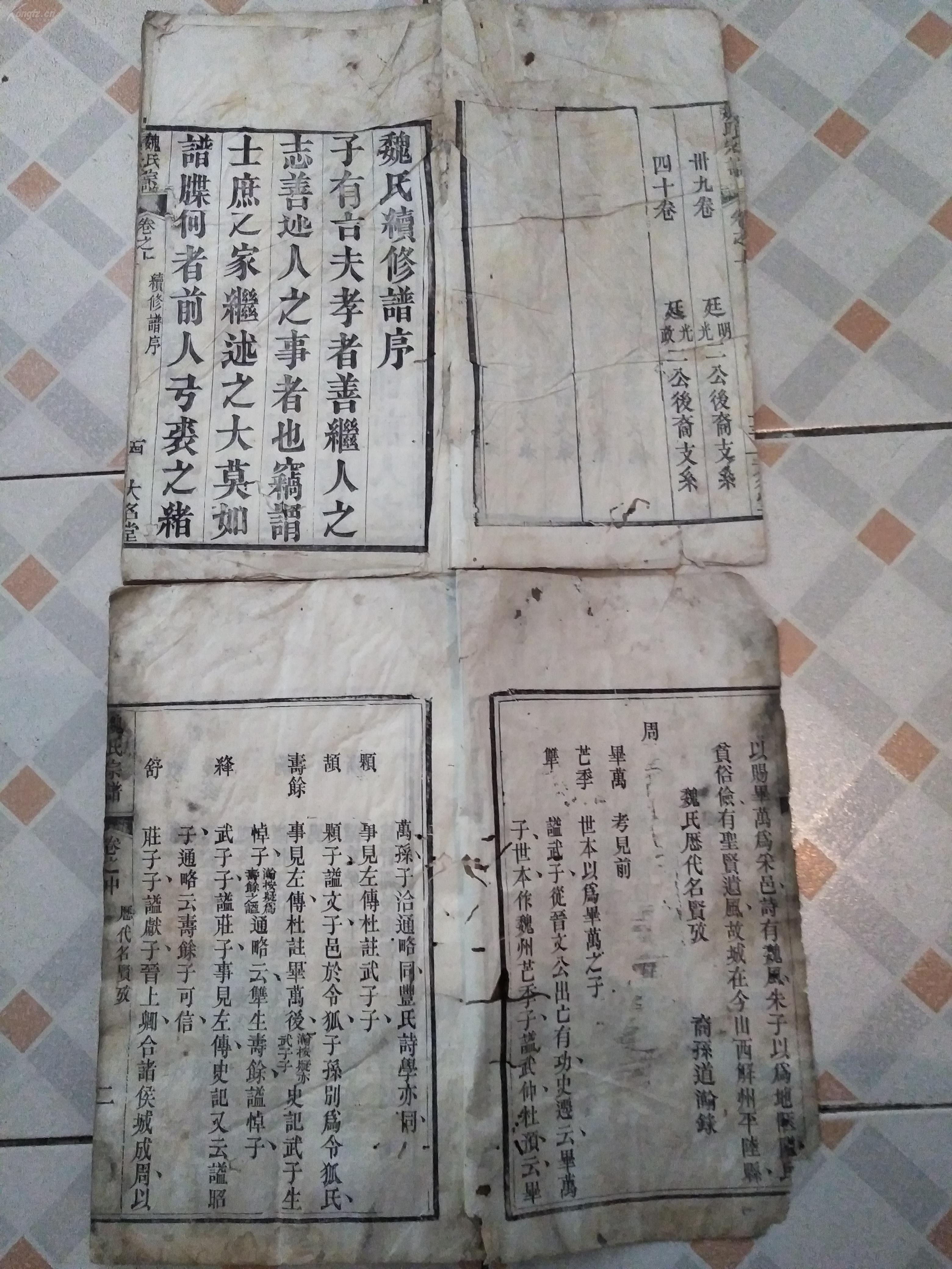 名人魏征后裔家谱——民国黄冈大名堂《魏氏宗谱》卷首上,卷首中白纸