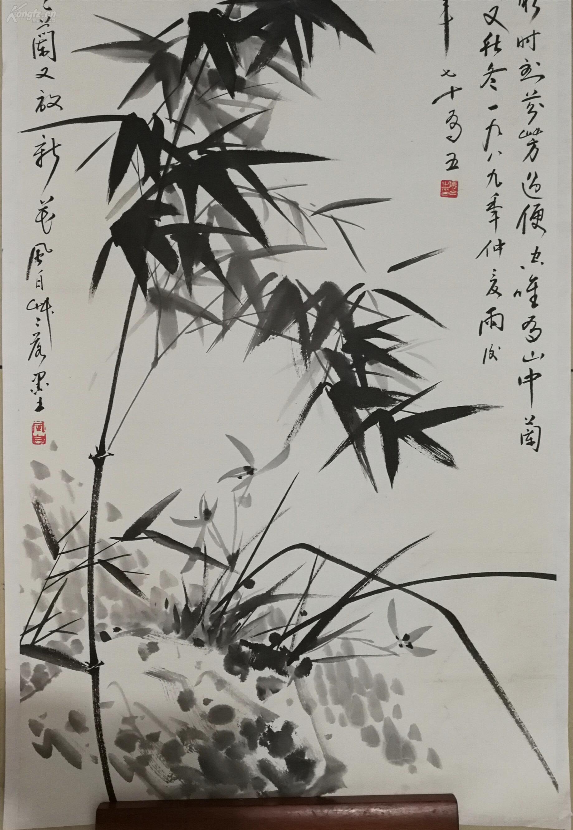苏州国画特出画师,中国美术学院客座教授 蒋凤白 双跋 兰竹 真迹