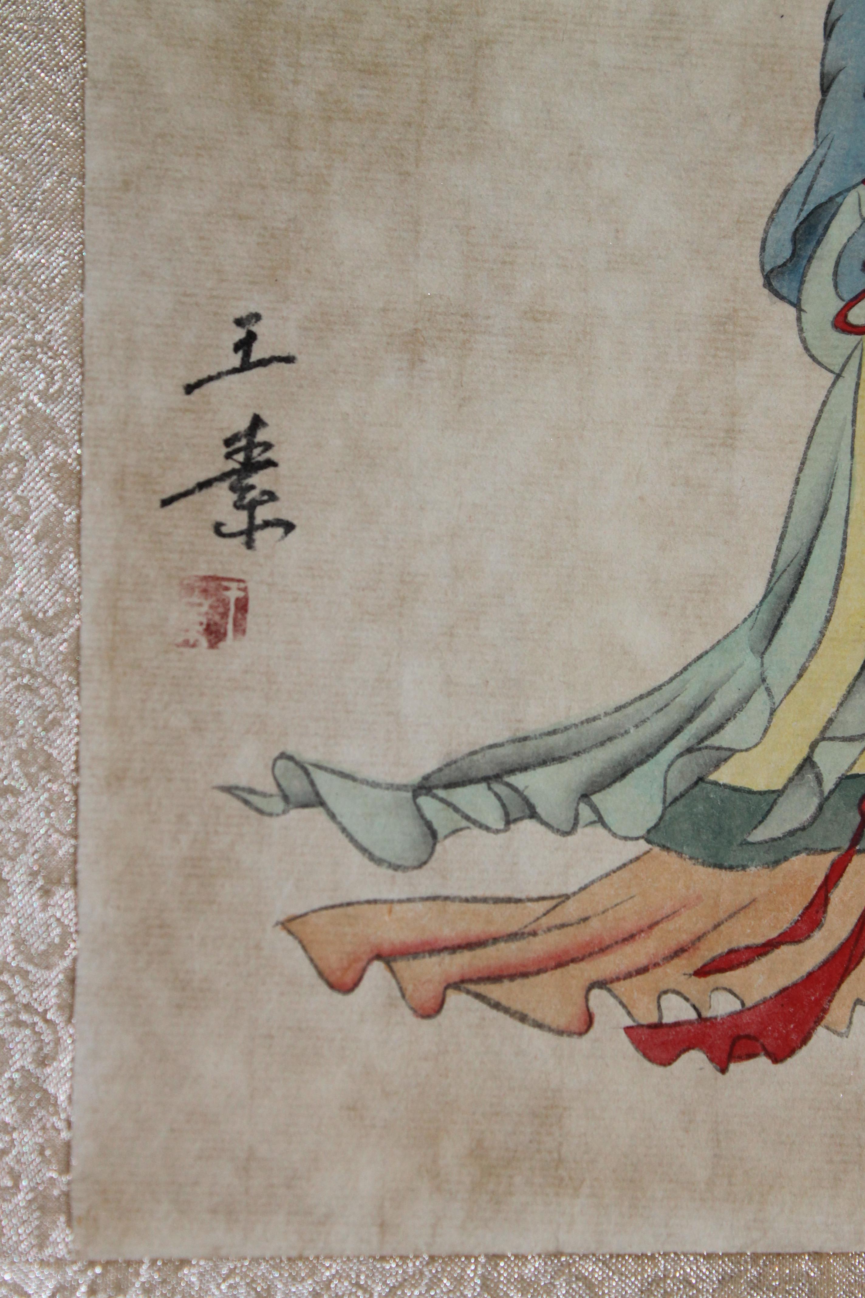 (清代著名画家) 【王素 】仕女镜心 纯手绘