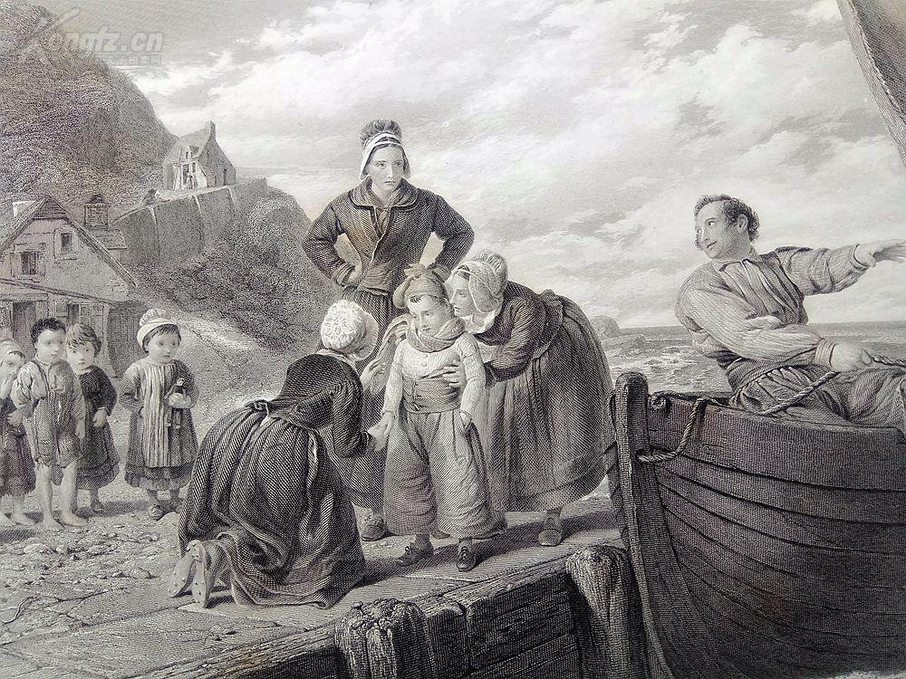 1880年钢版画《第一次离开家》(the first voyage)图片