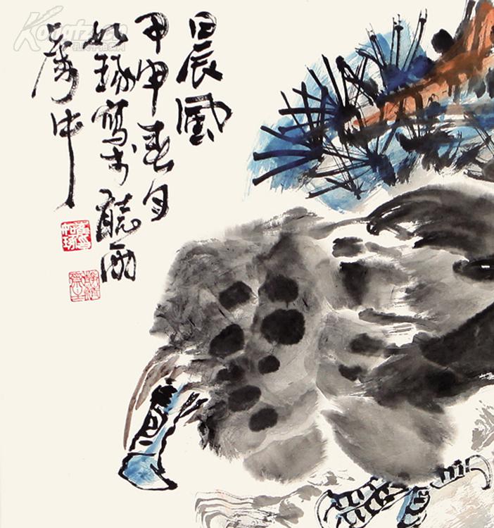 美籍华人,著名书画家,鉴赏家,收藏家 崔如琢 水墨鹰石