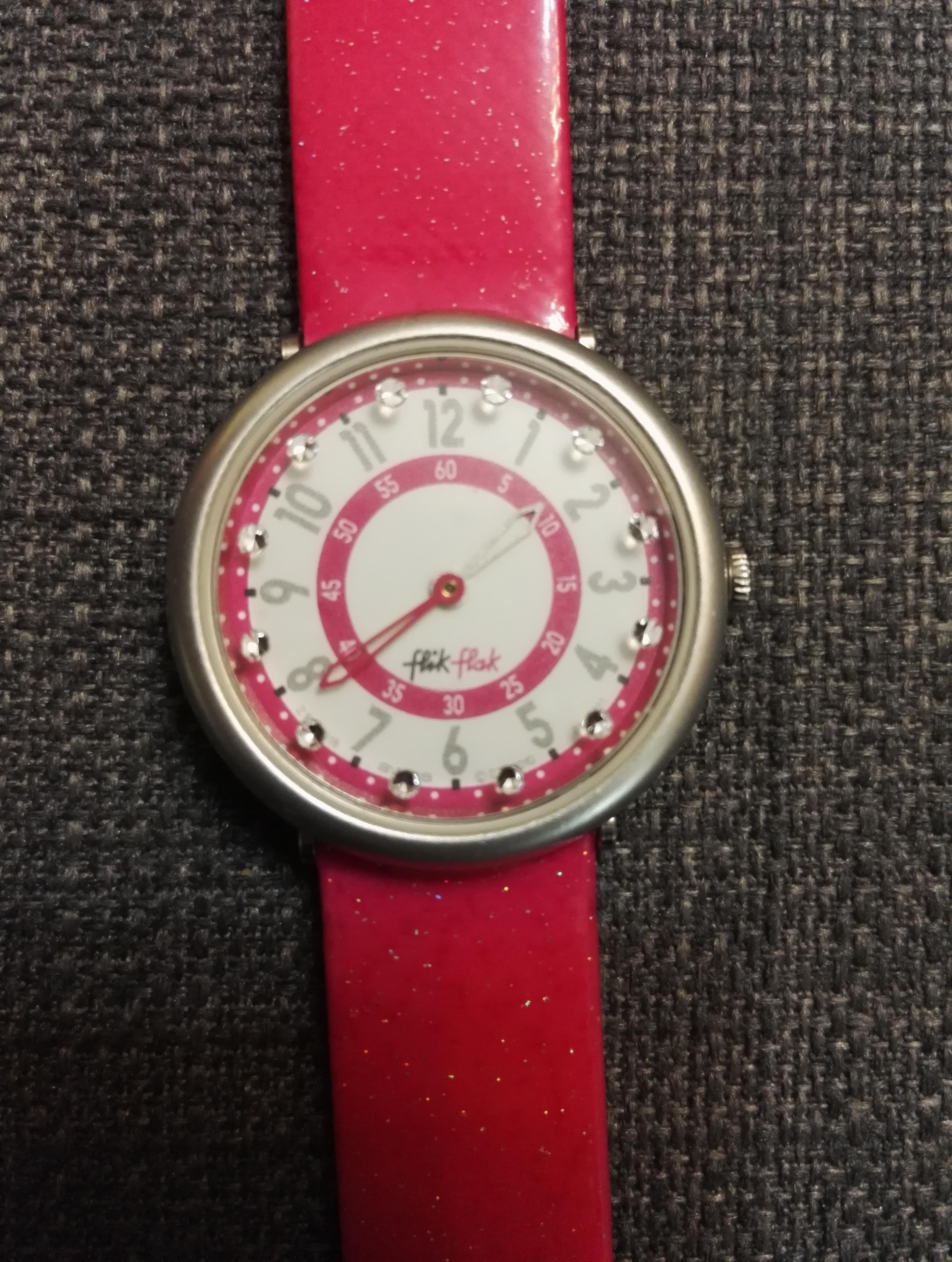 swatch 旗下 flikflakl铝壳儿童手表 粉红色 走时准