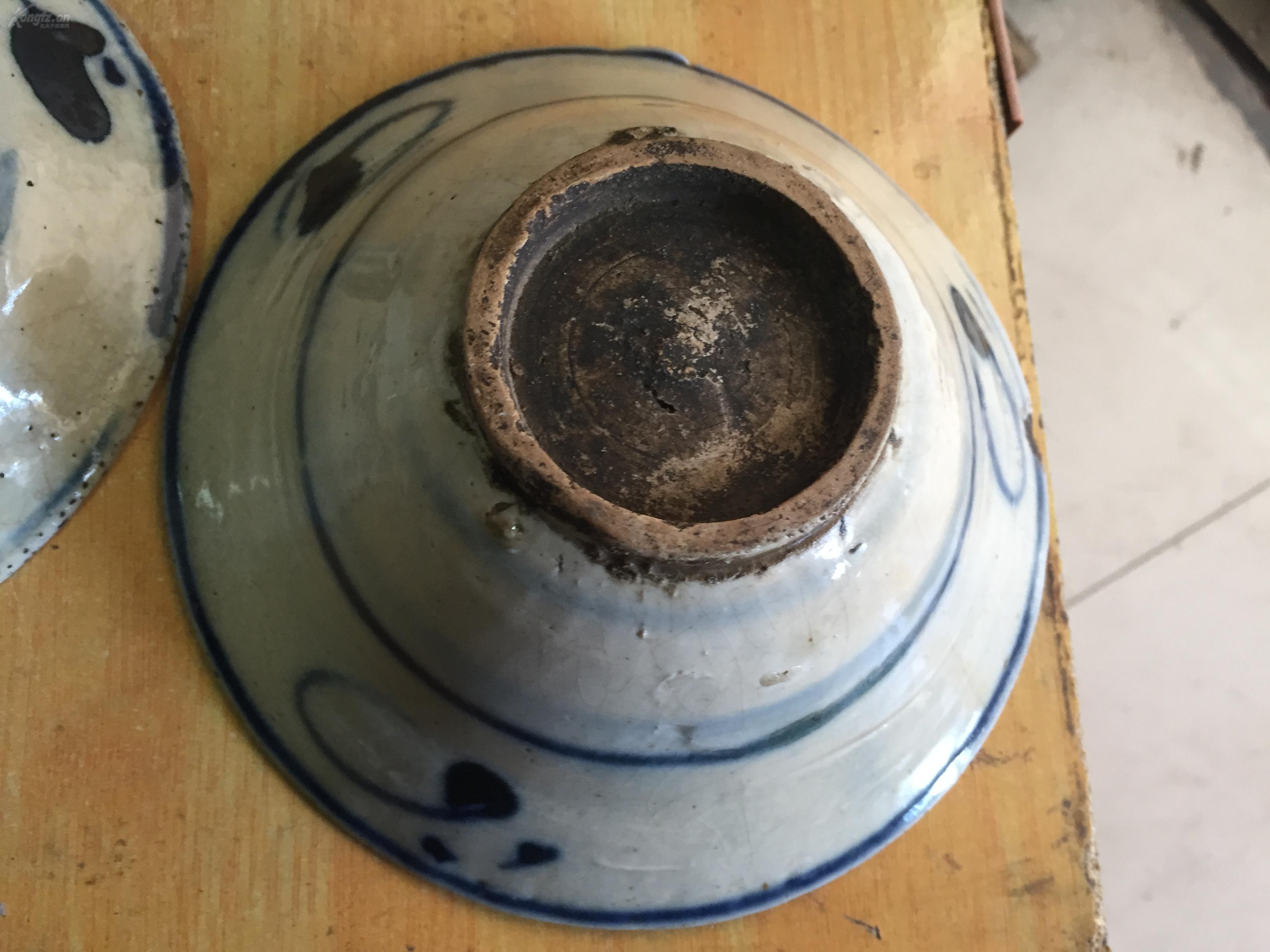 一对青朝时期的磁州窑青花斗笠碗,包老完整