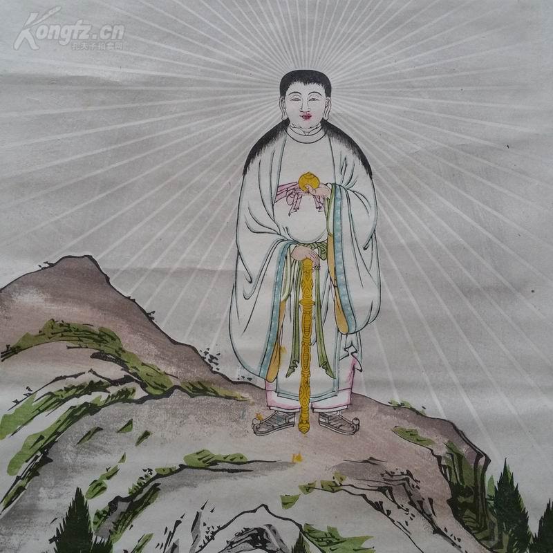 日本回流 佛光菩照老佛画 纯手绘