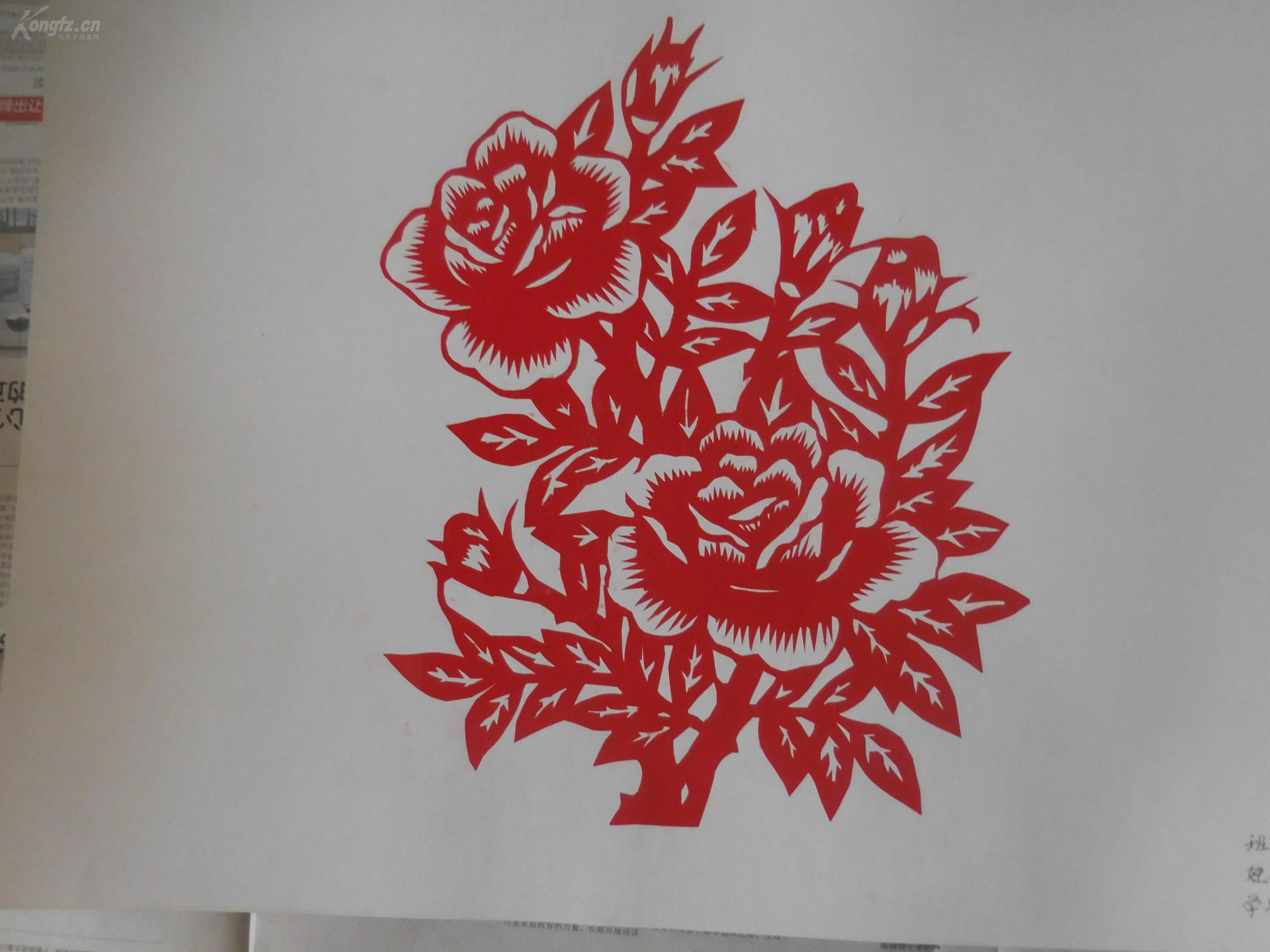 精美老剪纸[花卉],52*38厘米,粘贴在硬卡纸上