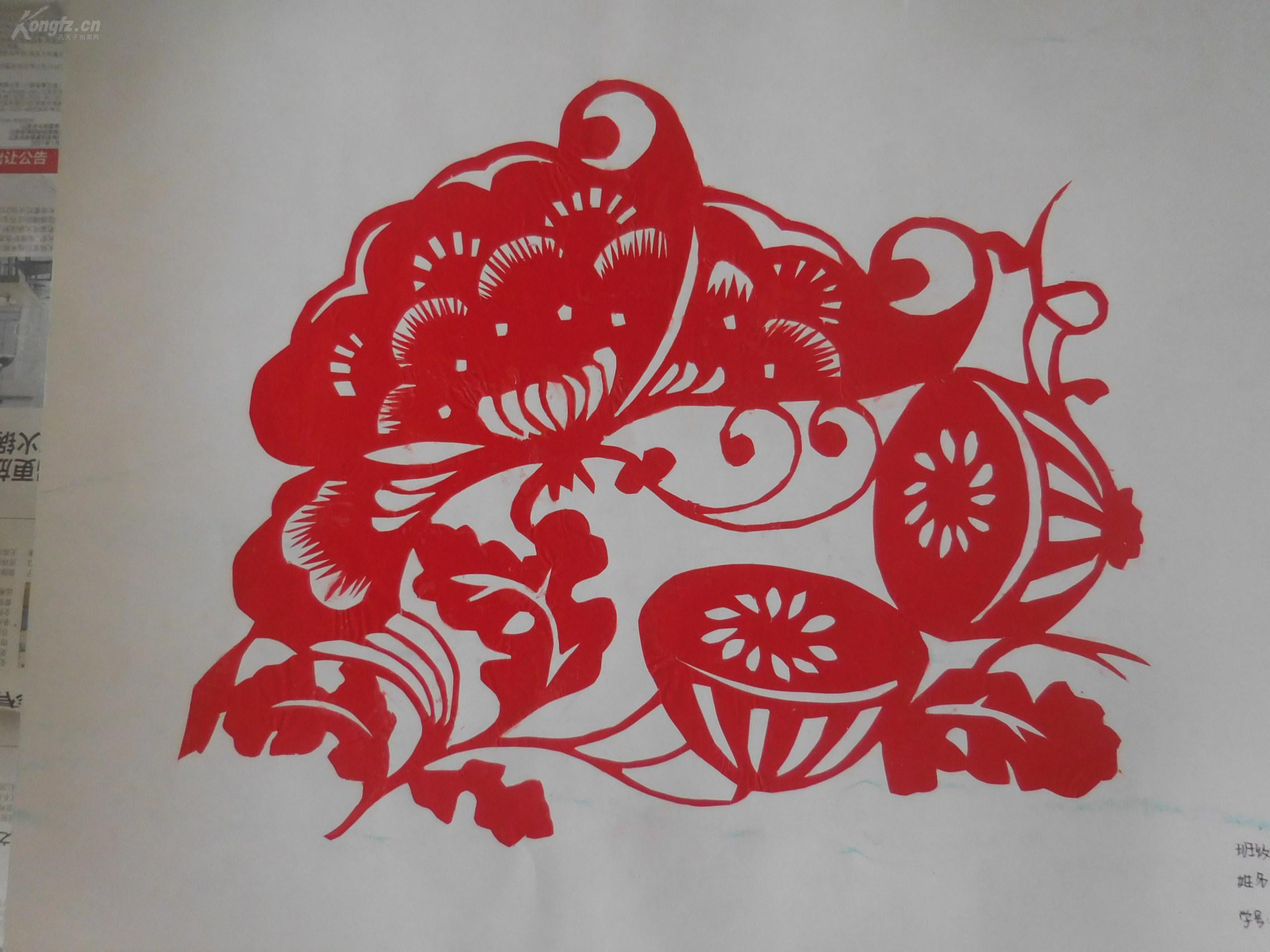 精美老剪纸连生贵子5238厘米粘贴在硬卡纸上2