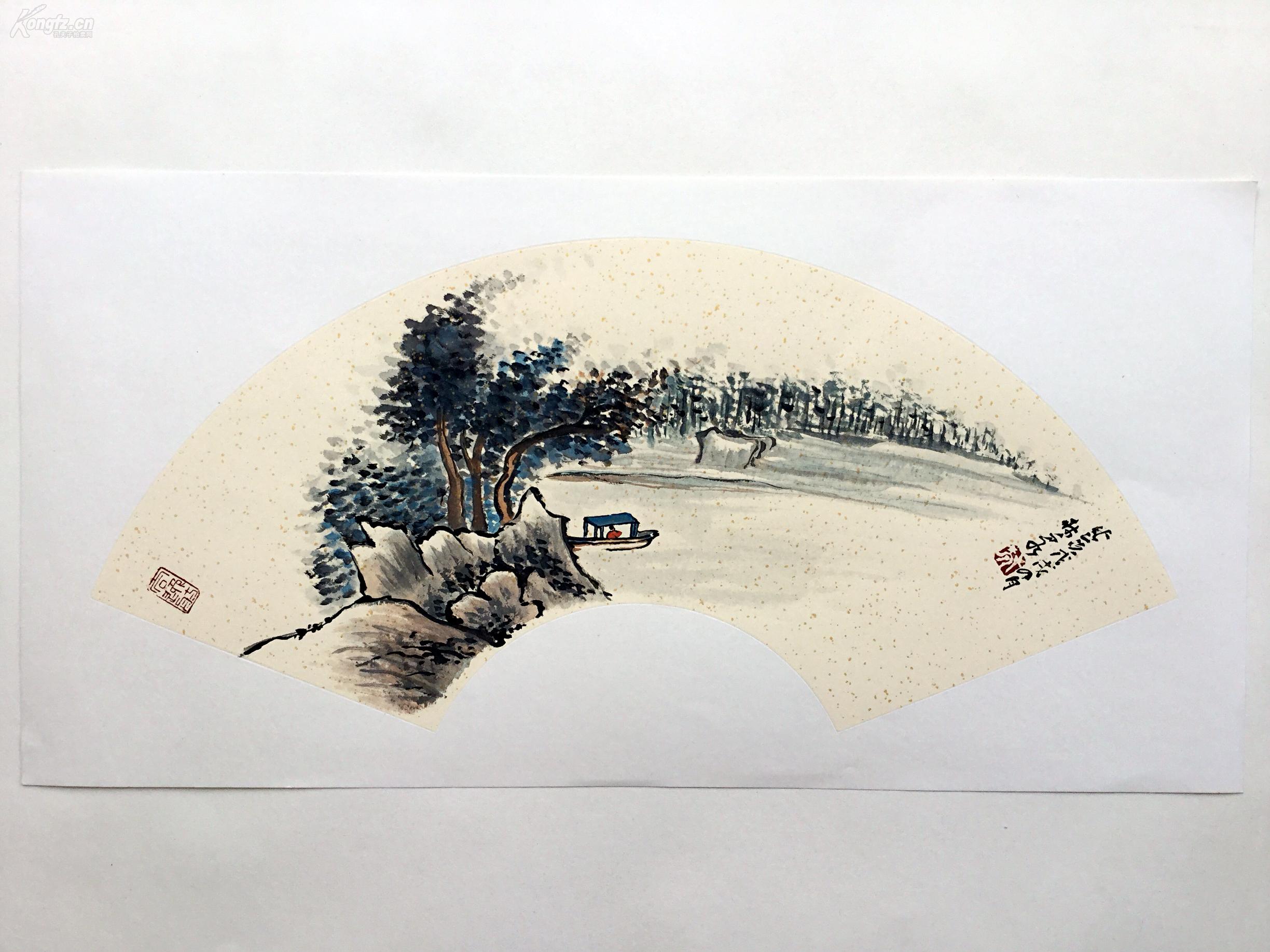 (扇面)新文人水墨画-- 山水图卷 书画真迹 李英杰作品