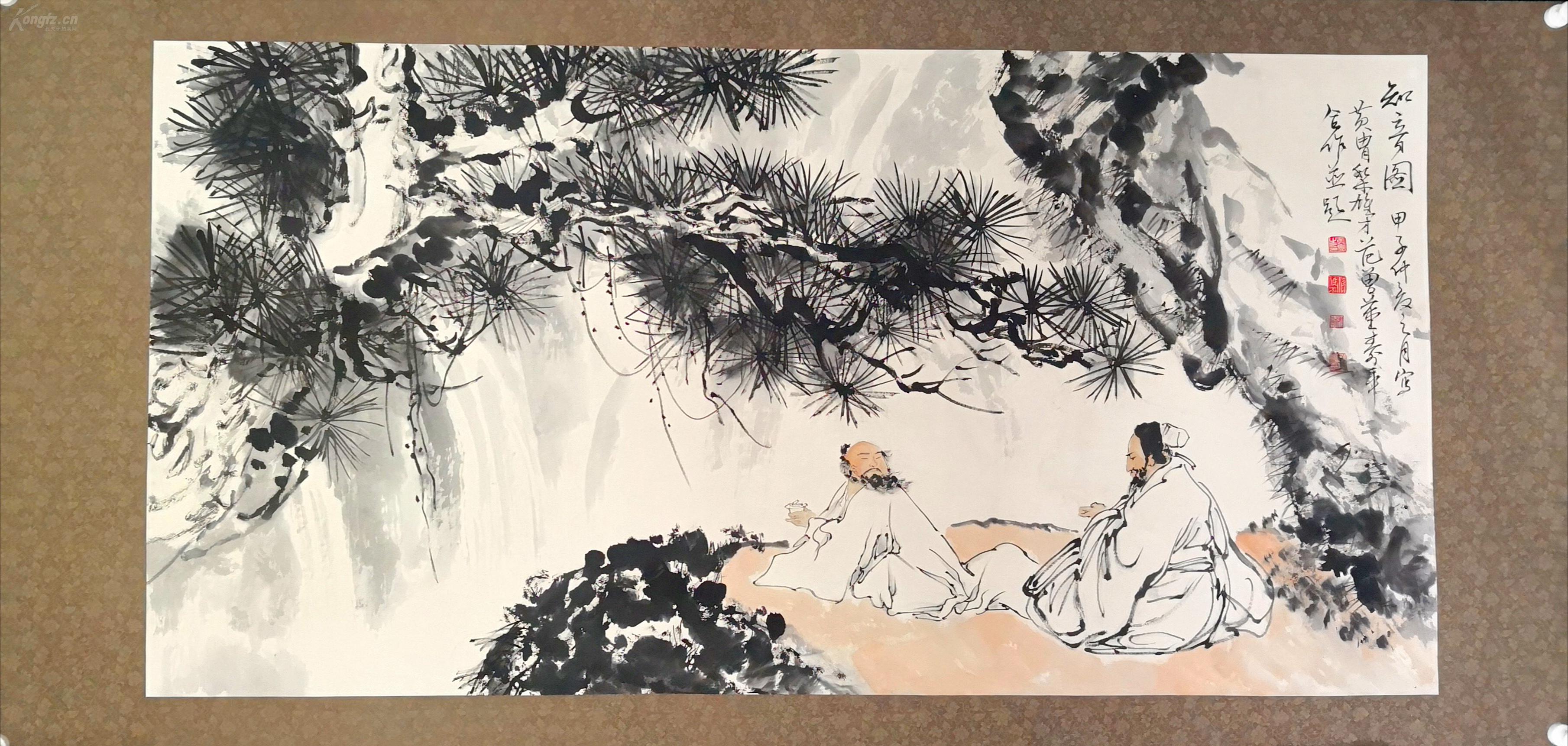 国画家 《黄胄,黎雄才,范曾,董寿平》合画 知音图