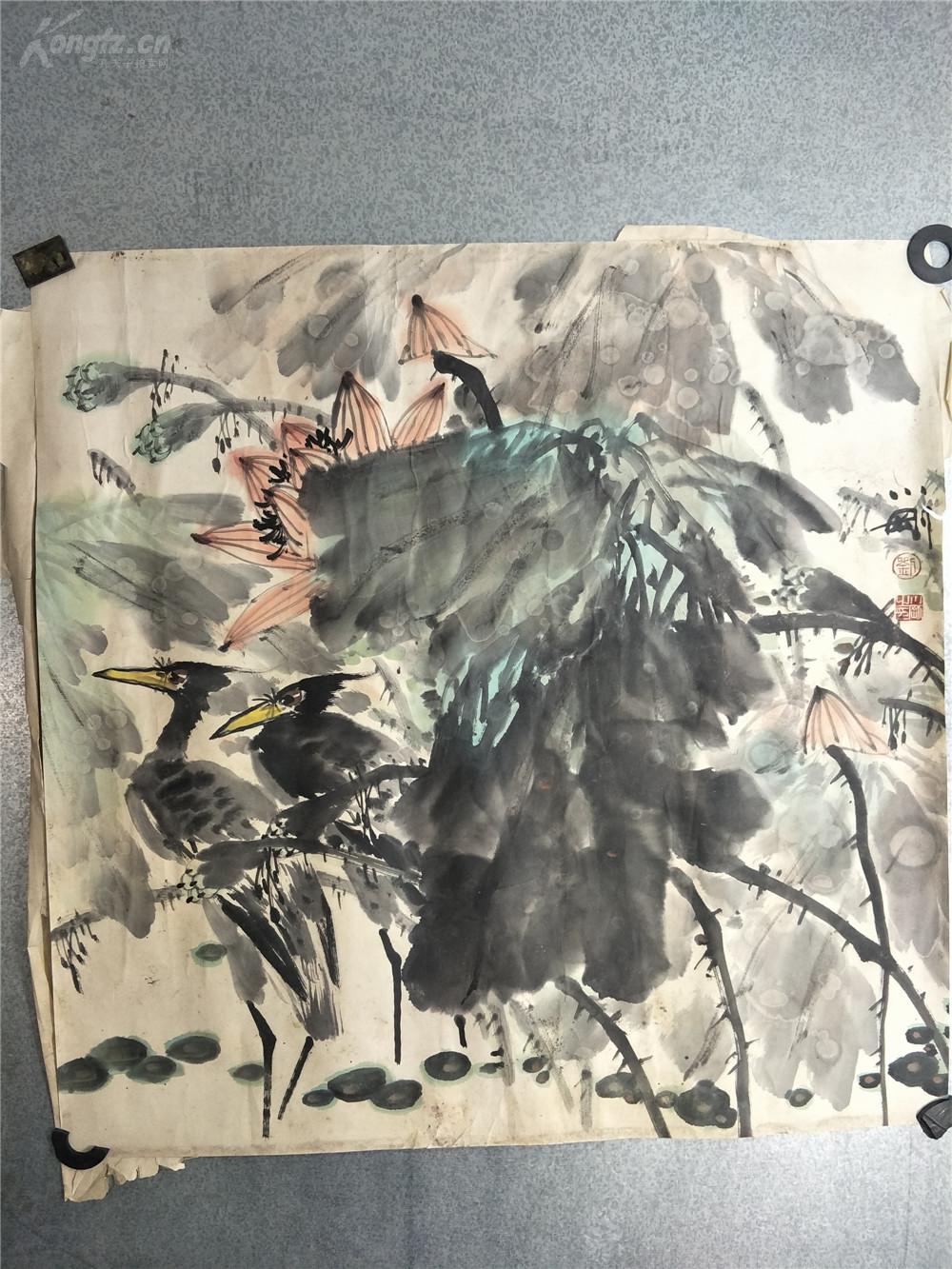托裱镜心 北京大学书画研究会 北京美协副主席 刘小刚 花鸟图